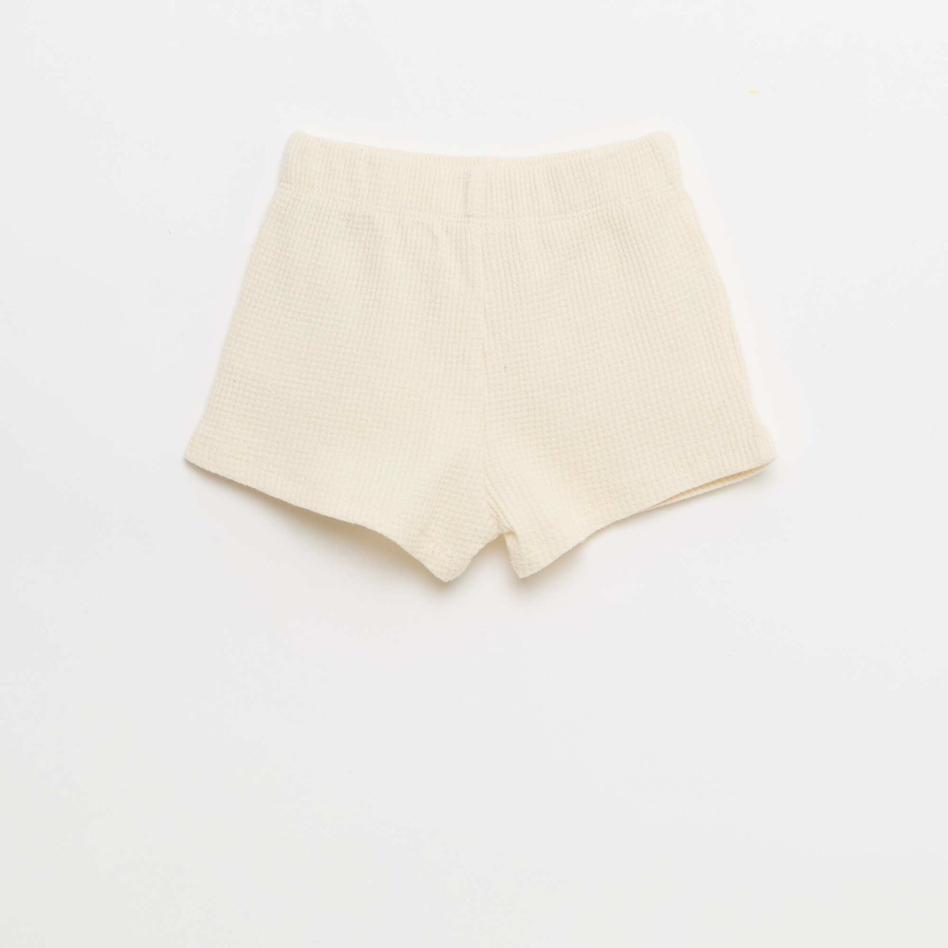 2-piece Waffle Knit Polo and Shorts Set WHITE