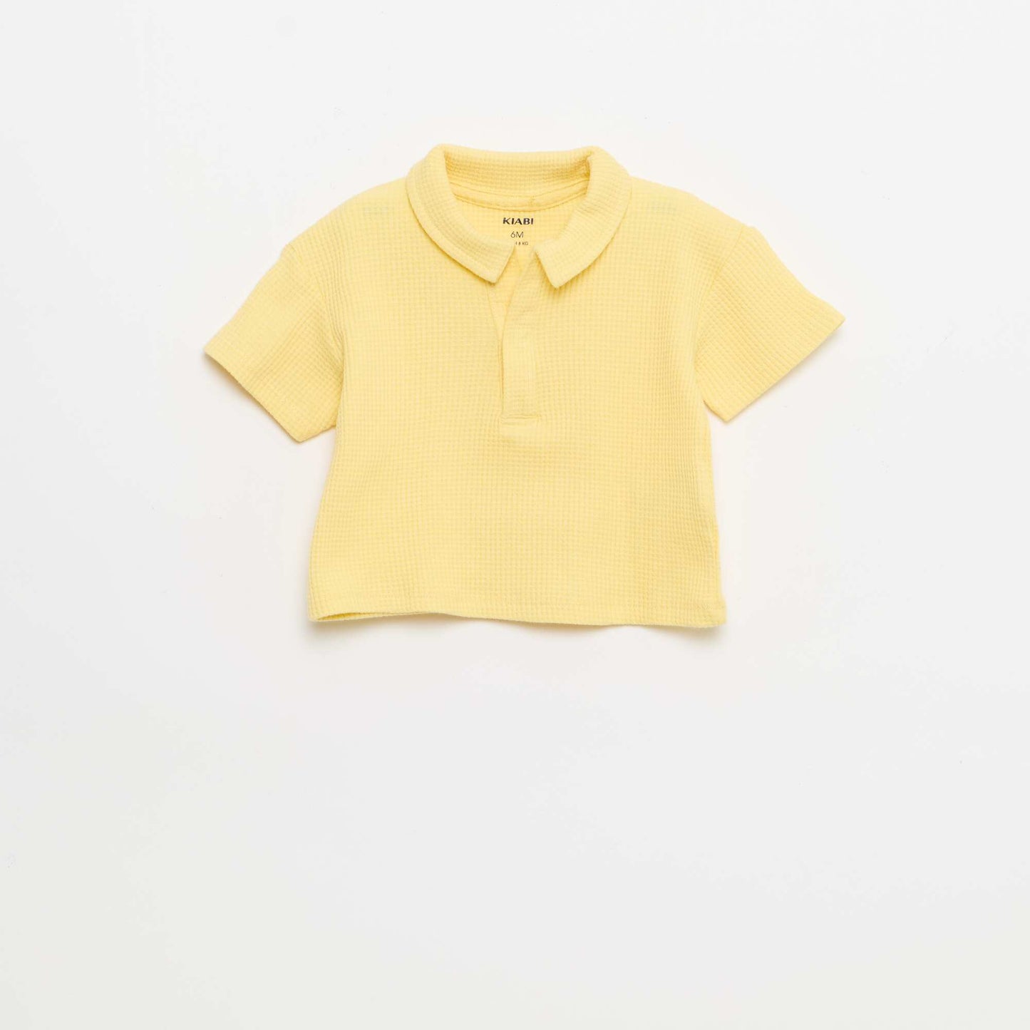 2-piece Waffle Knit Polo and Shorts Set YELLOW