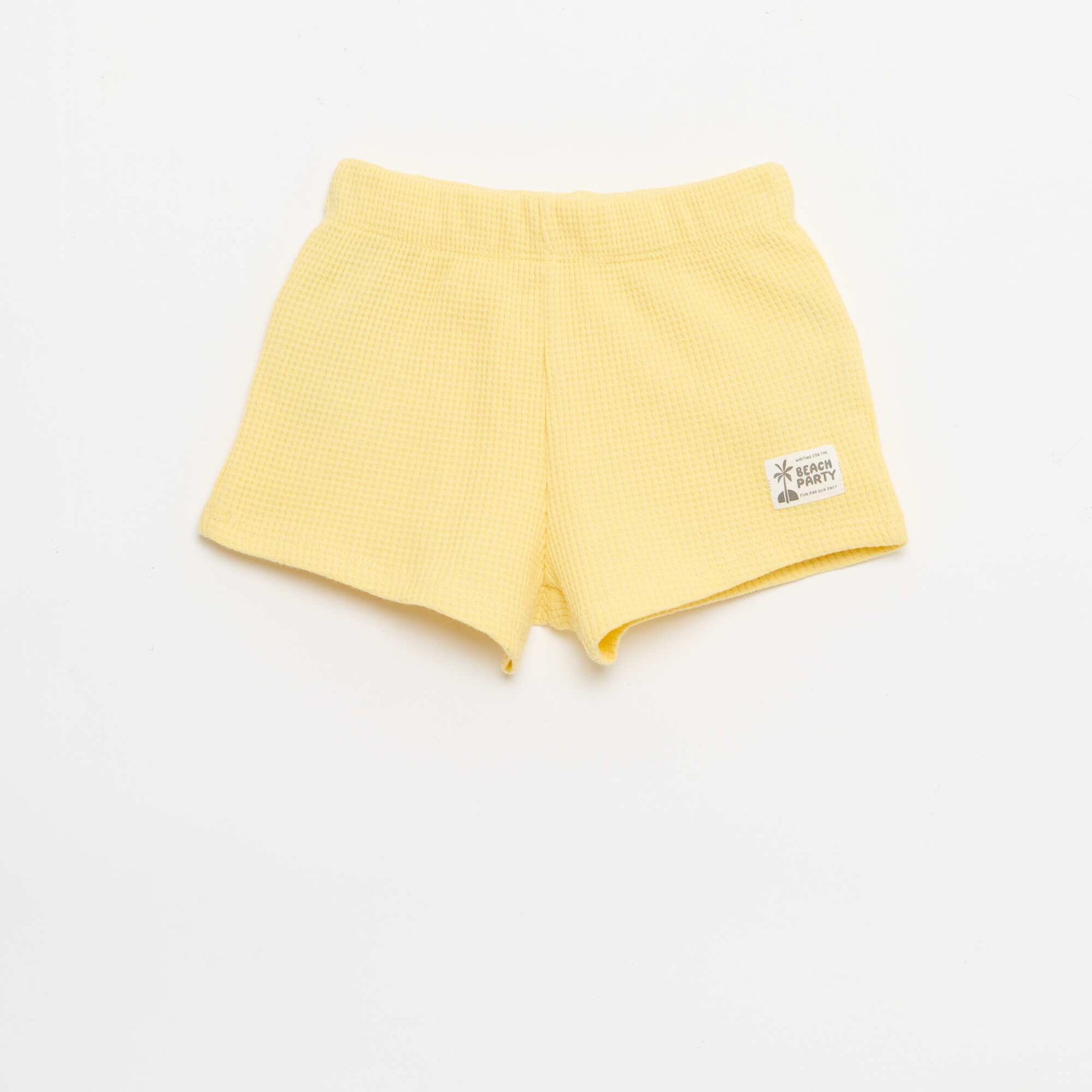 2-piece Waffle Knit Polo and Shorts Set YELLOW