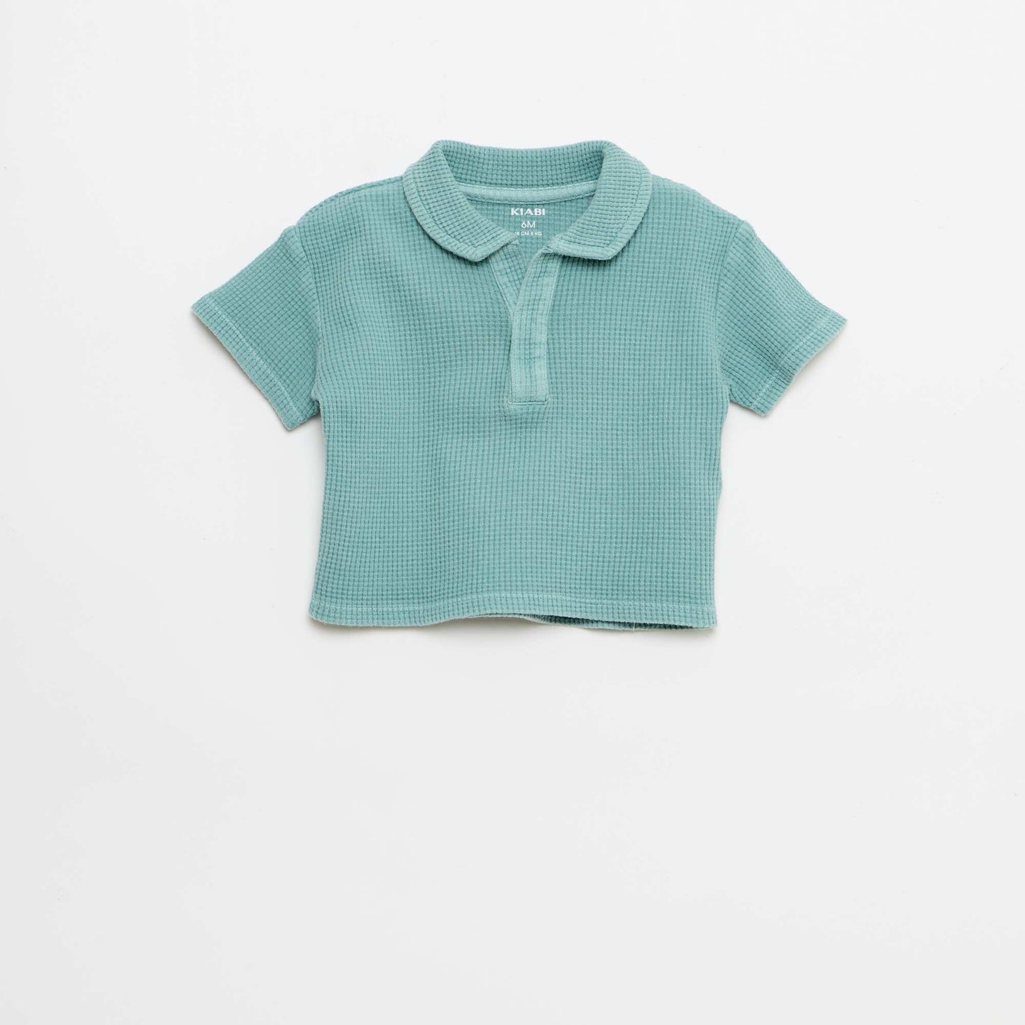 2-piece Waffle Knit Polo and Shorts Set BLUE