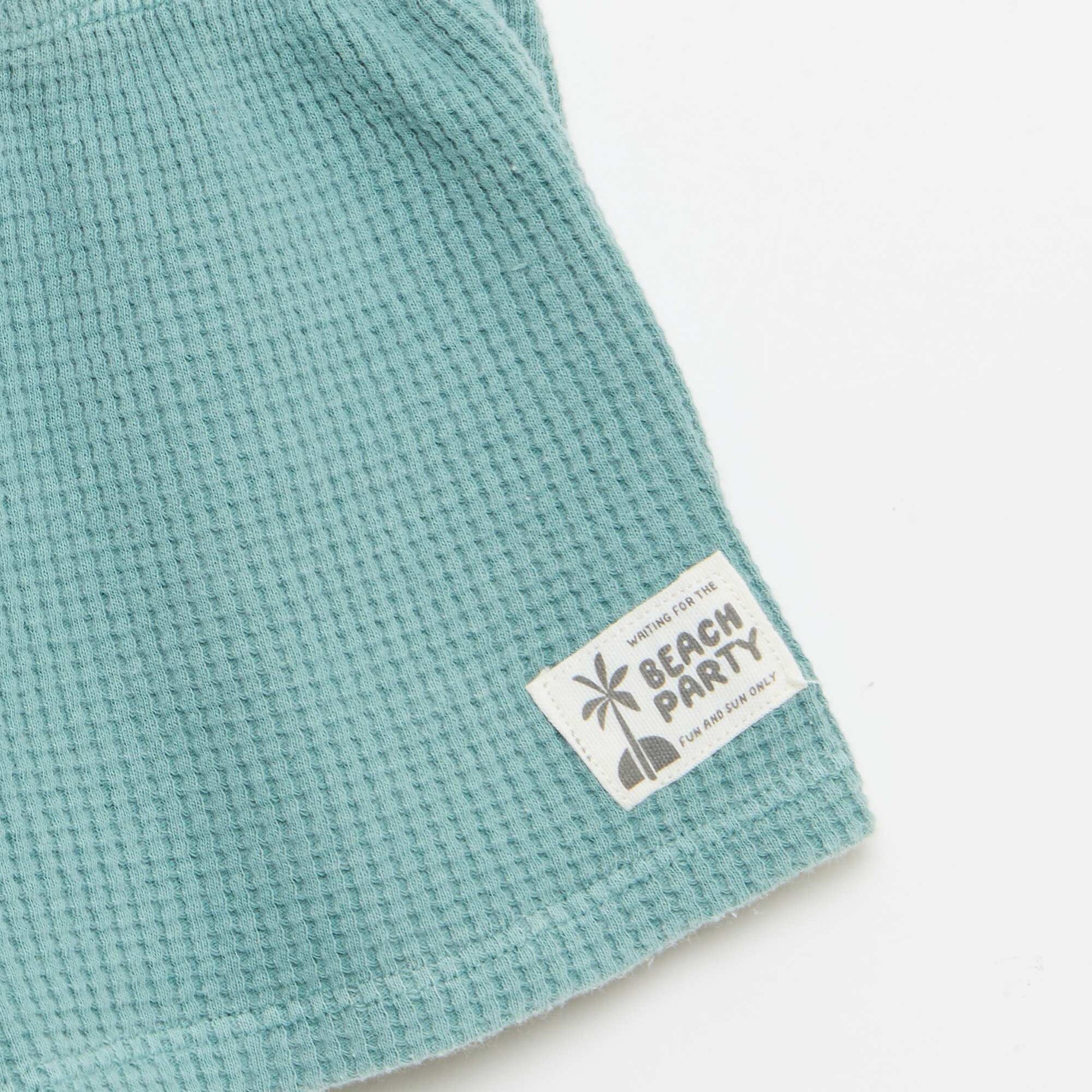 2-piece Waffle Knit Polo and Shorts Set BLUE