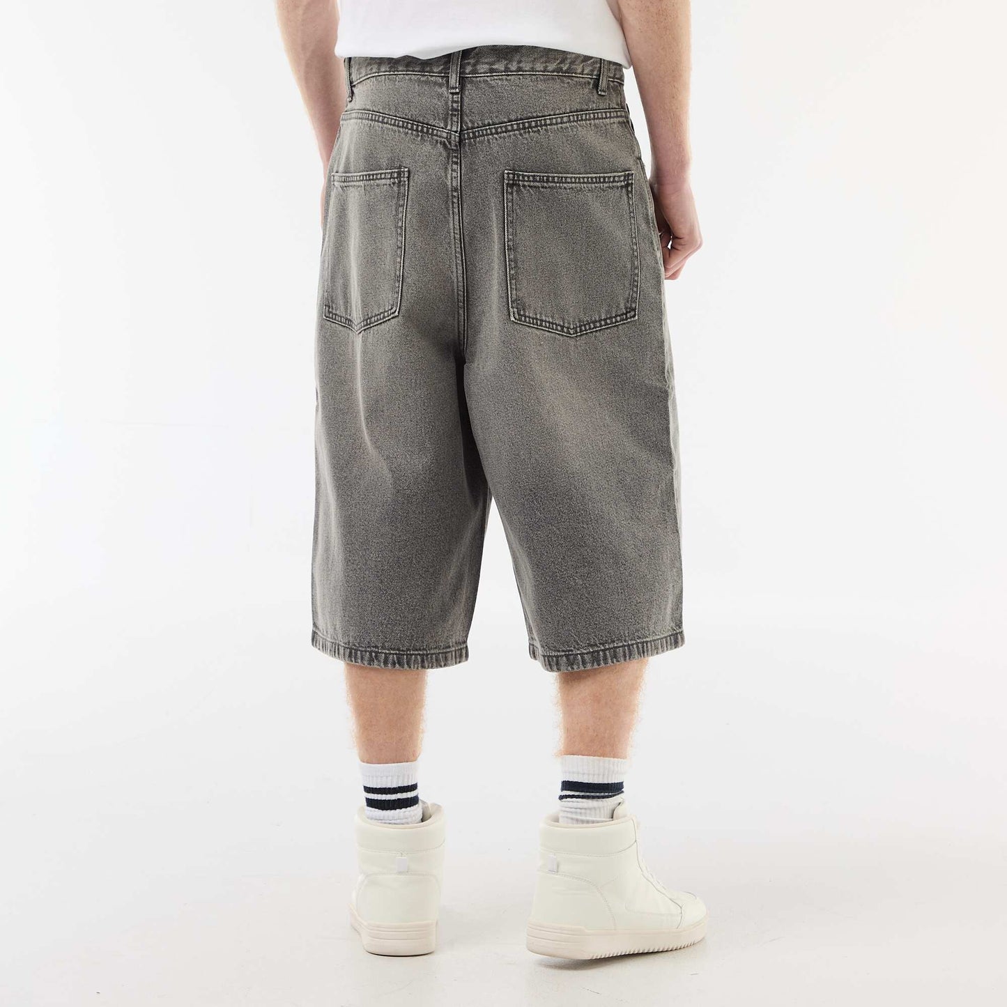 Long Denim Bermuda Shorts in Cotton GREY