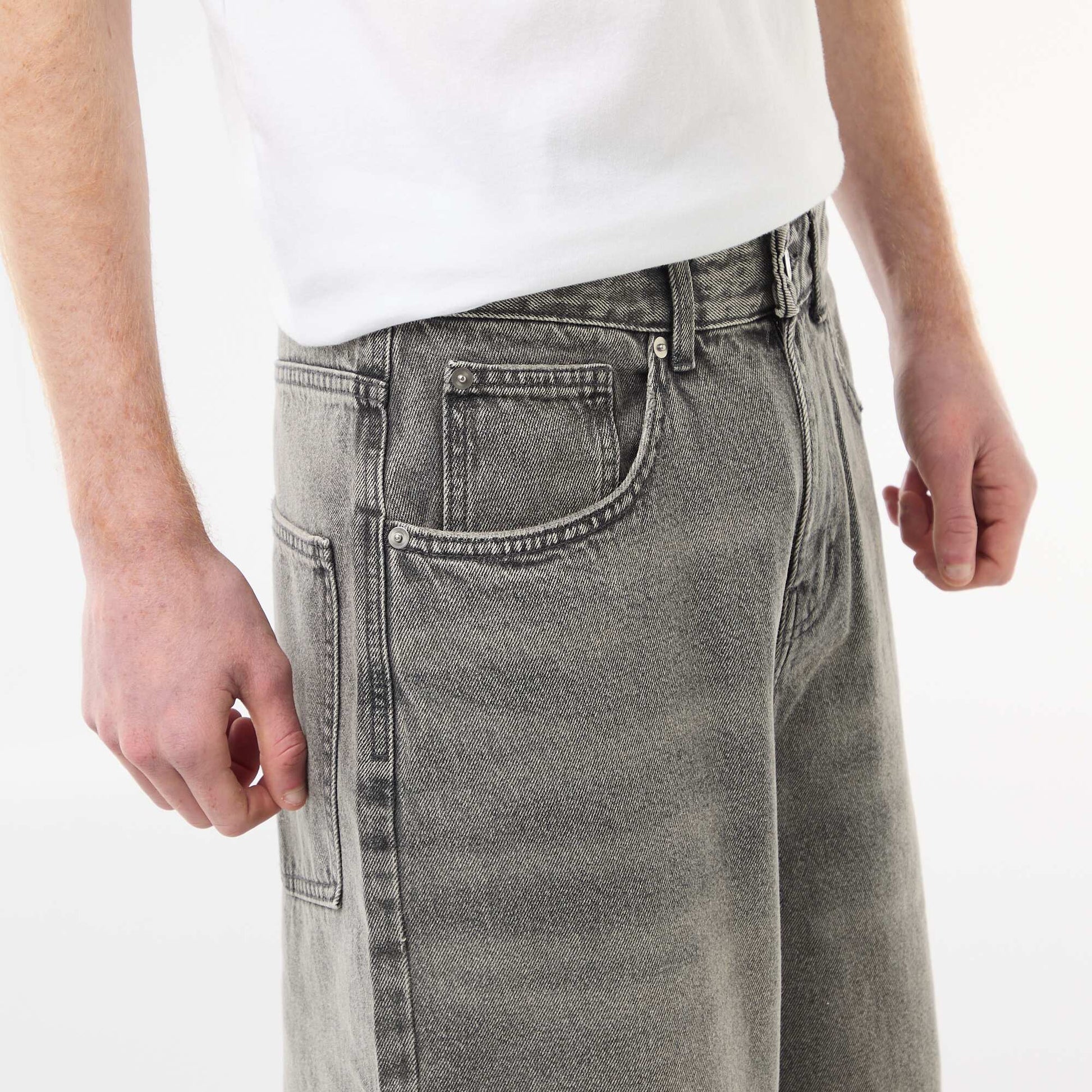 Long Denim Bermuda Shorts in Cotton GREY