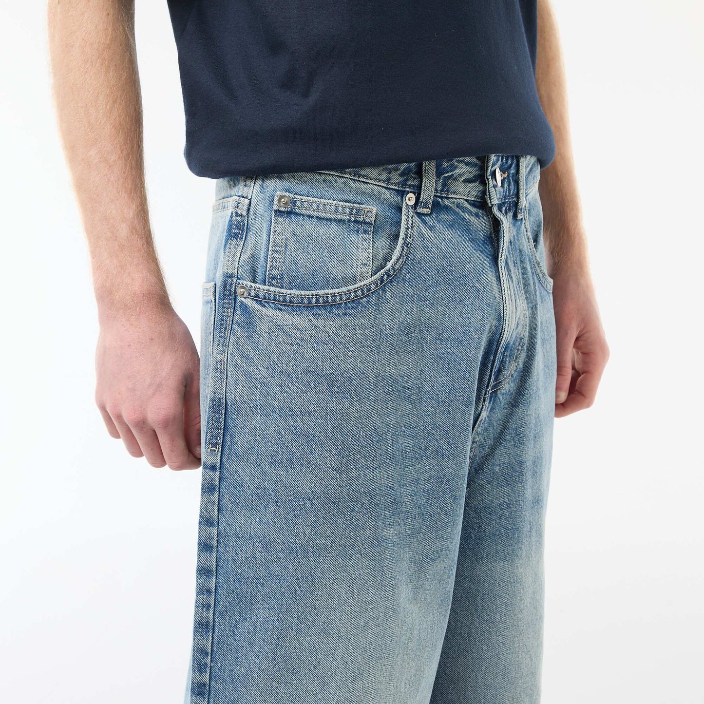 Long Denim Bermuda Shorts in Cotton BLUE