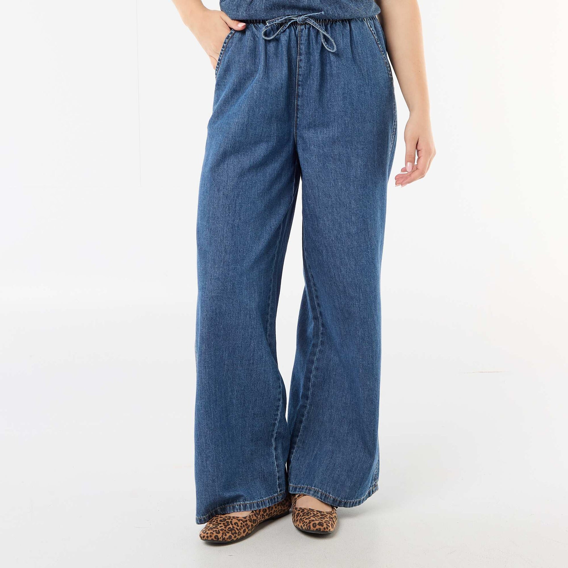 Wide-Leg Denim Trousers BLUE