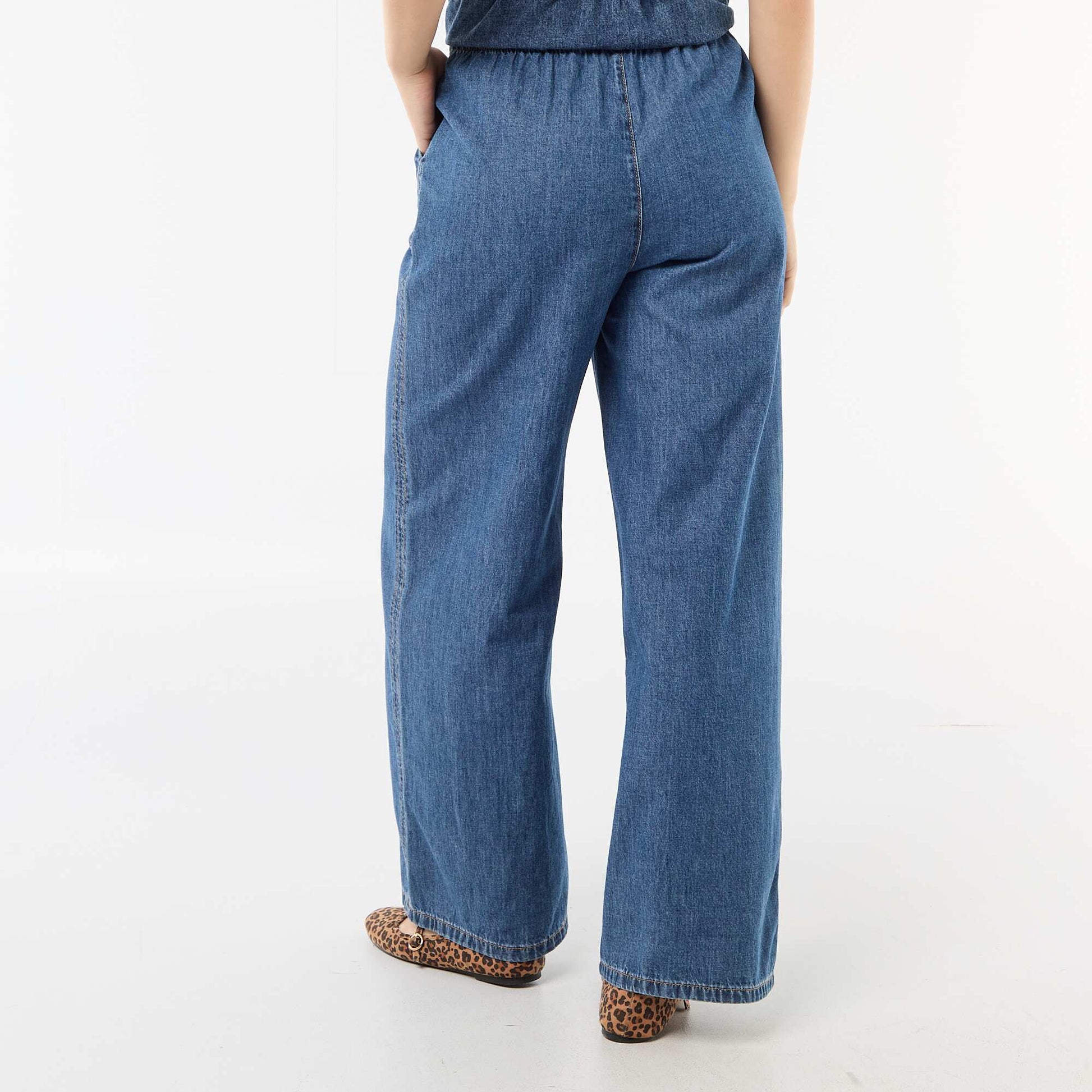 Wide-Leg Denim Trousers BLUE
