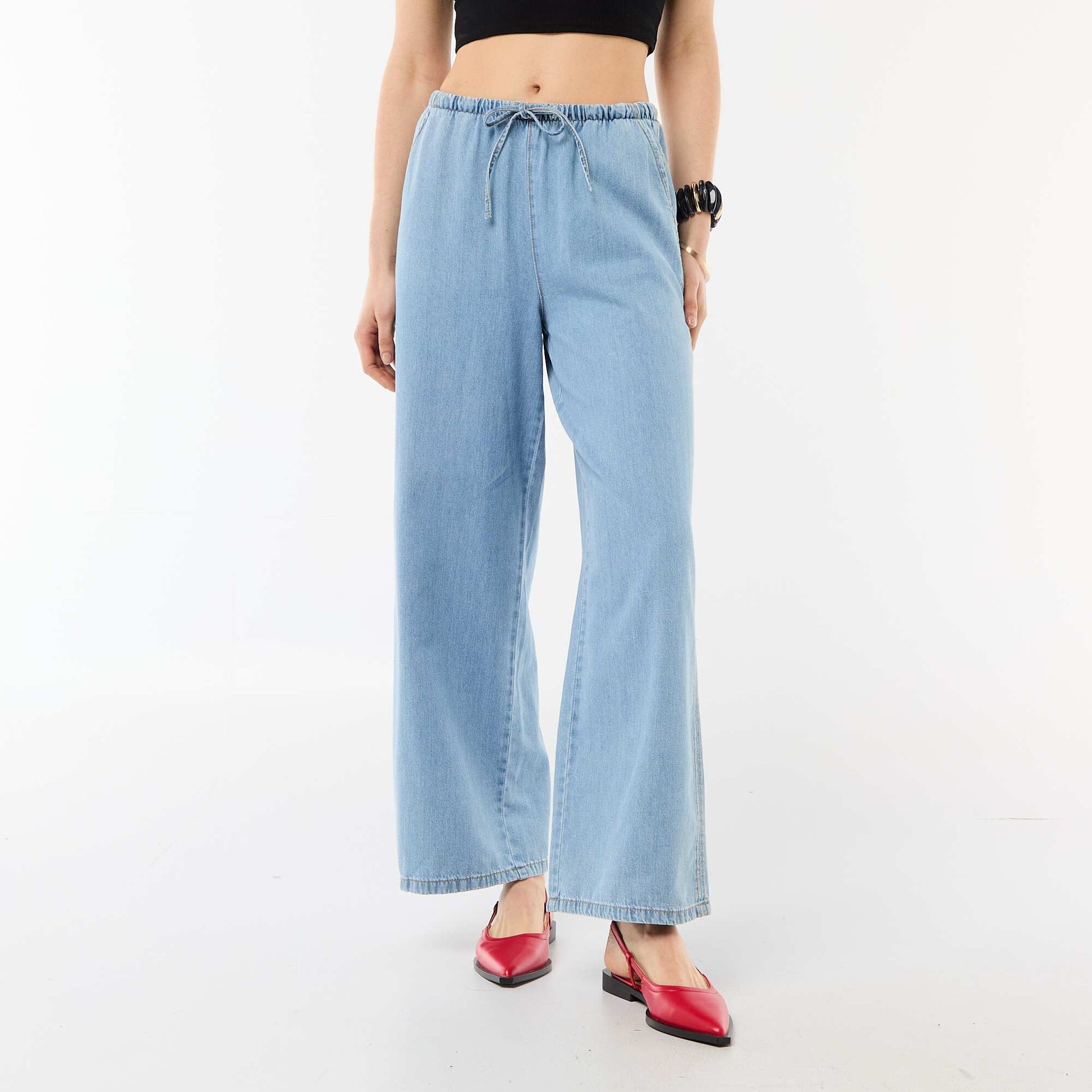 Wide-Leg Denim Trousers BLUE