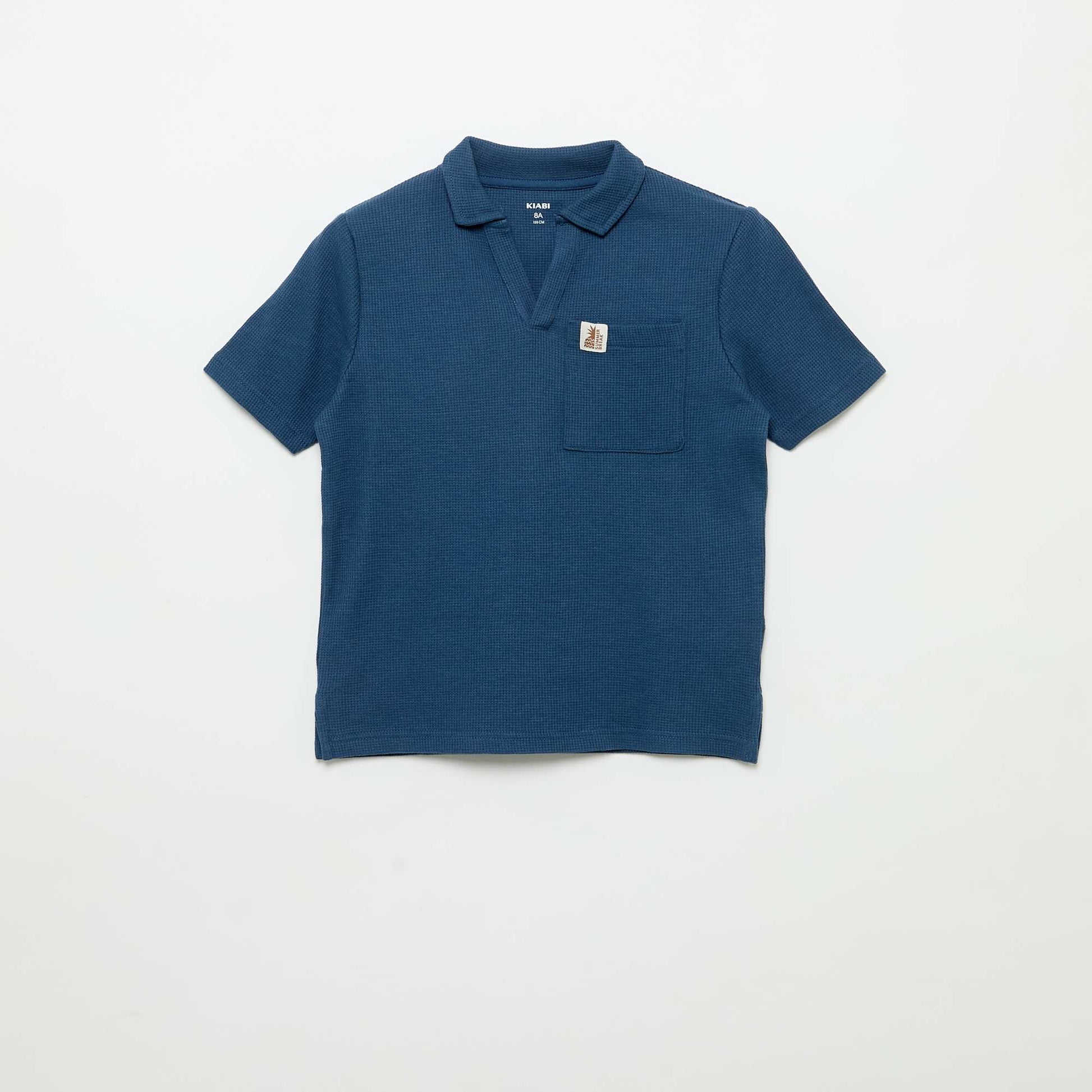 Honeycomb knit polo shirt BLUE