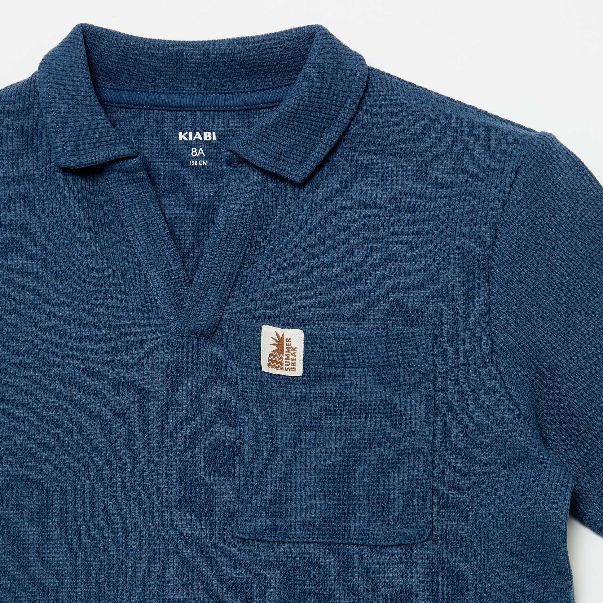Honeycomb knit polo shirt BLUE