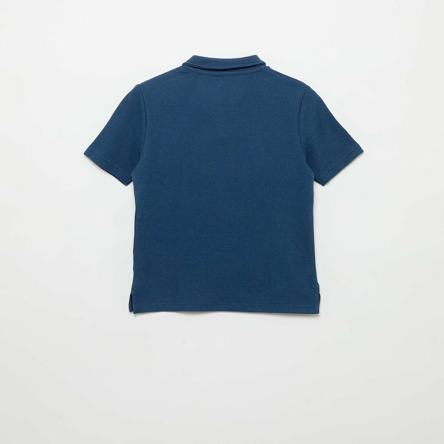 Honeycomb knit polo shirt BLUE