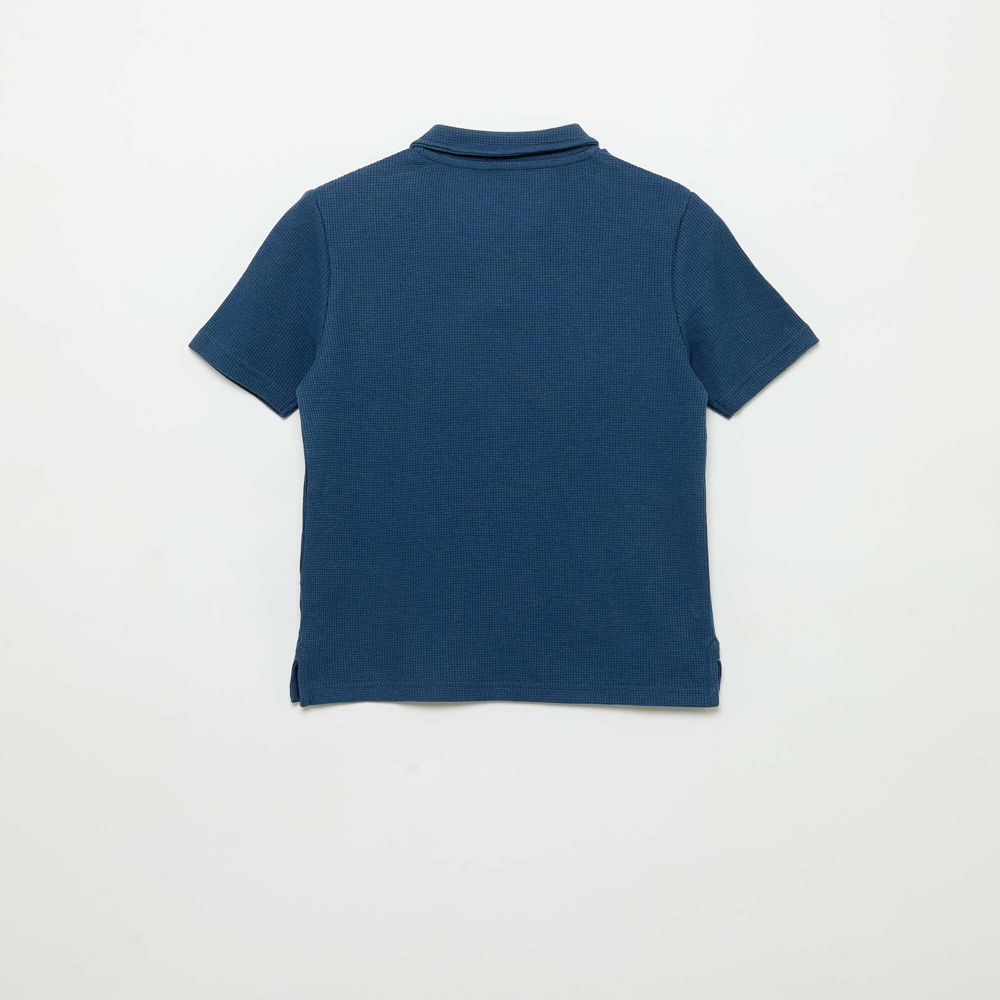 Honeycomb knit polo shirt BLUE