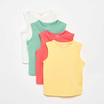 Pack of 4 Plain Tank Tops WHITE