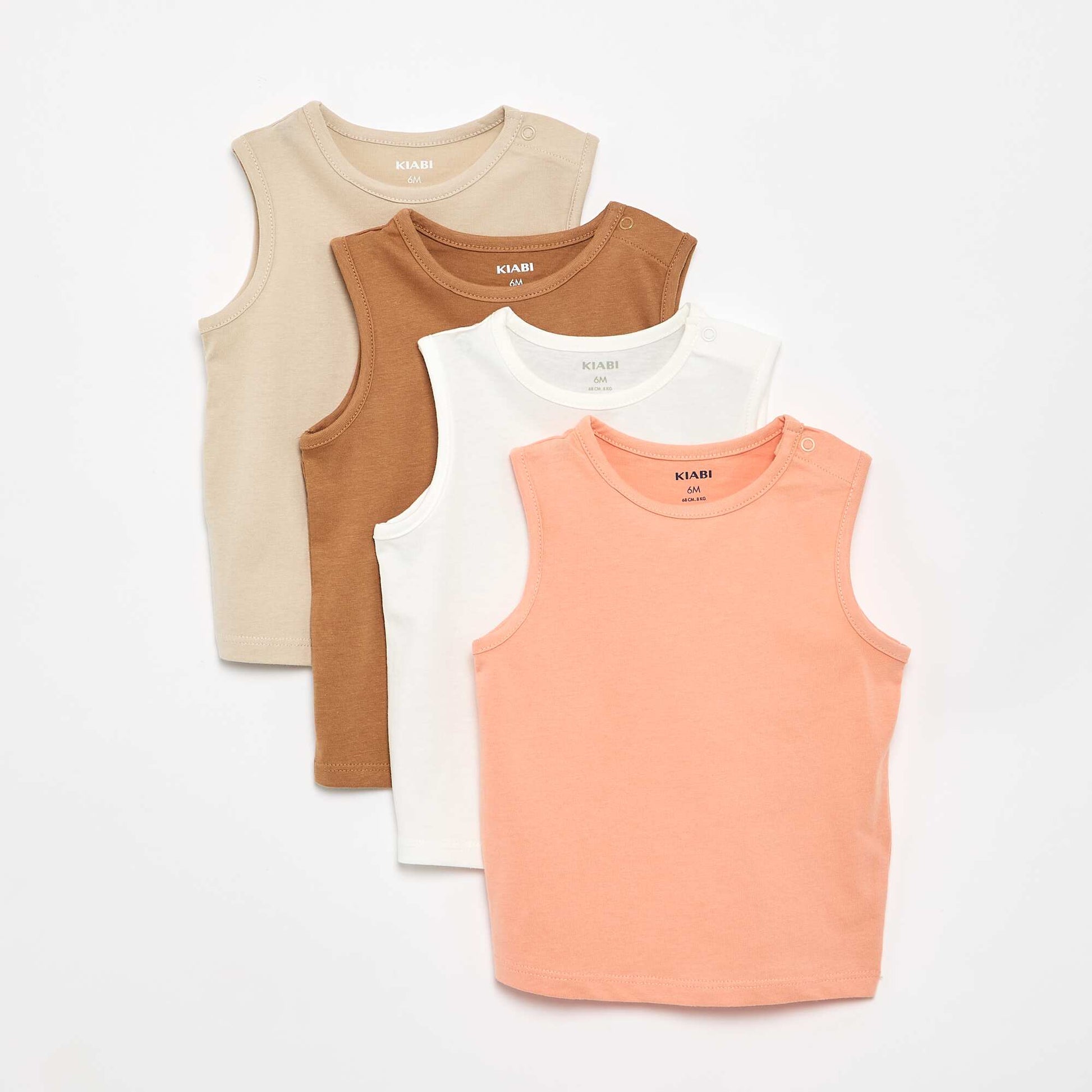 Pack of 4 Plain Tank Tops ORANGE