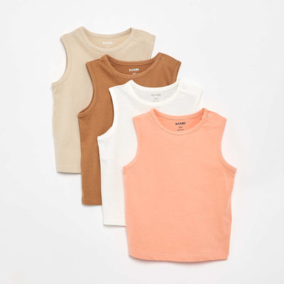 Pack of 4 Plain Tank Tops ORANGE