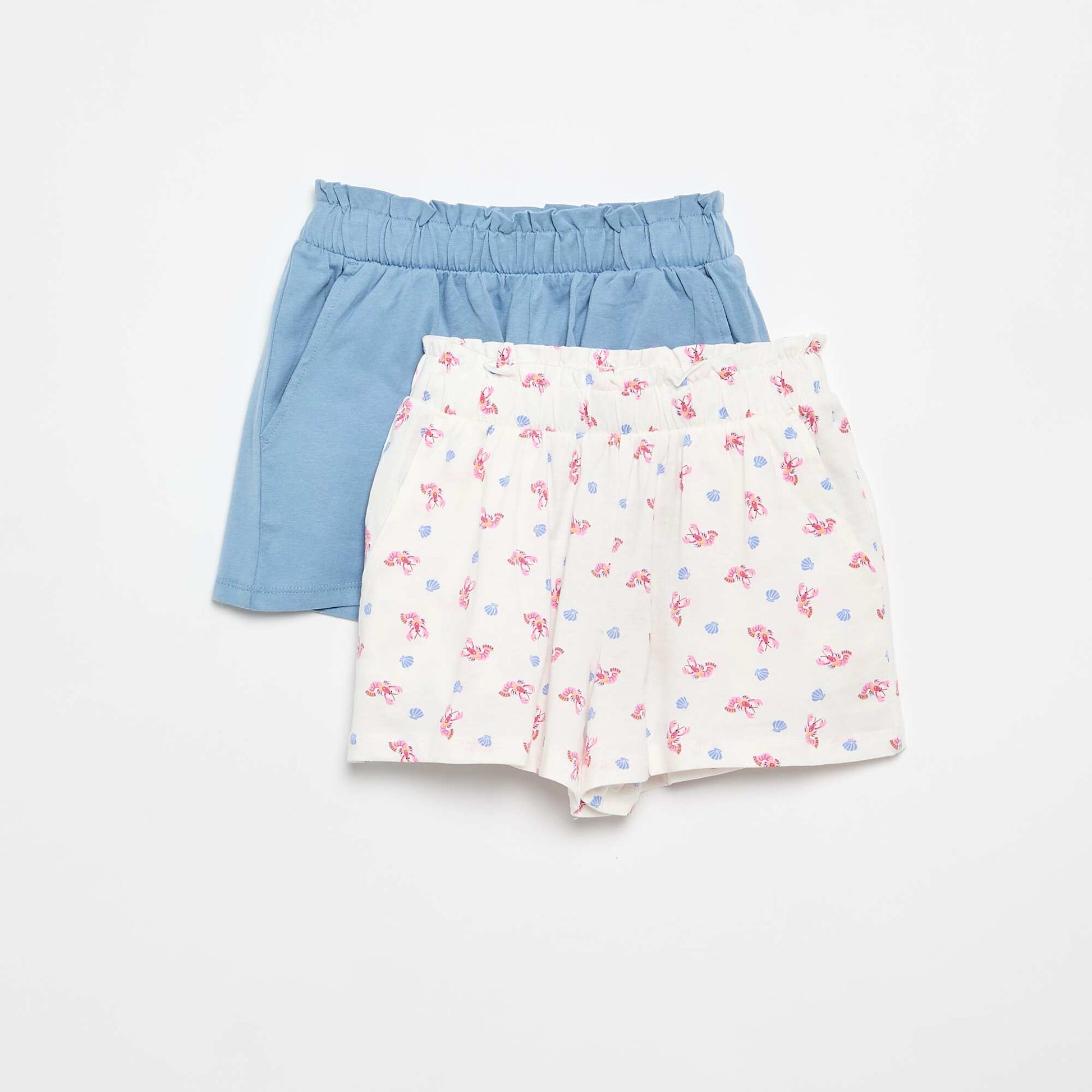2-Pack Elastic Waist Shorts WHITE