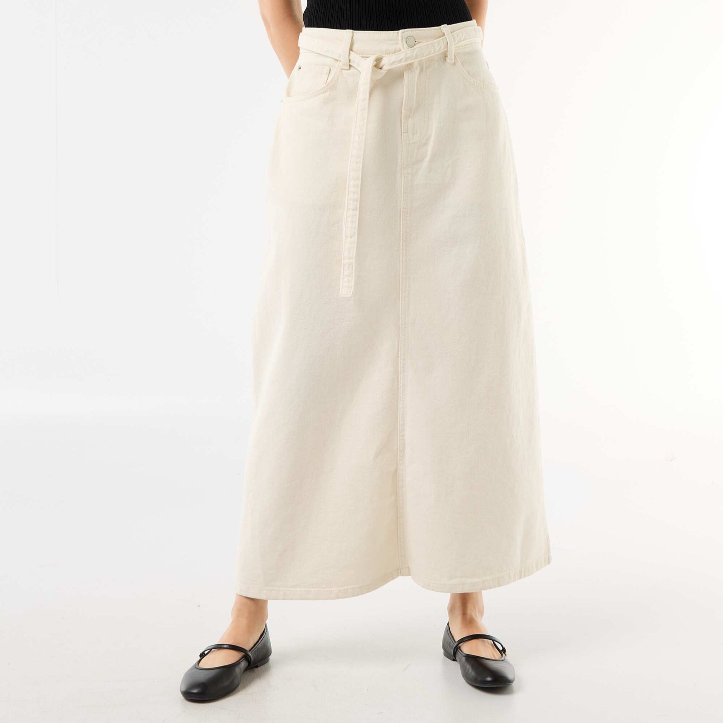 Long denim skirt WHITE