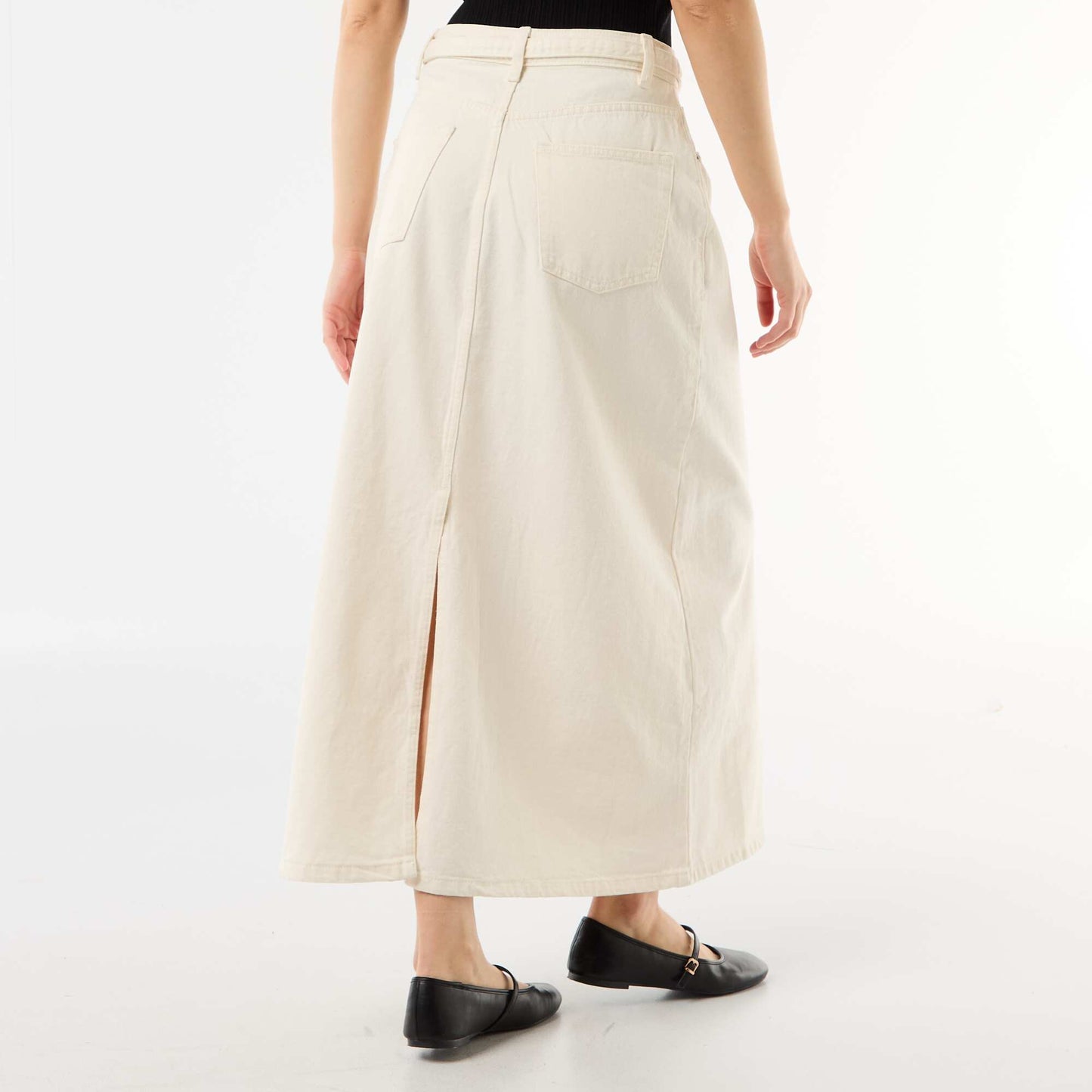 Long denim skirt WHITE