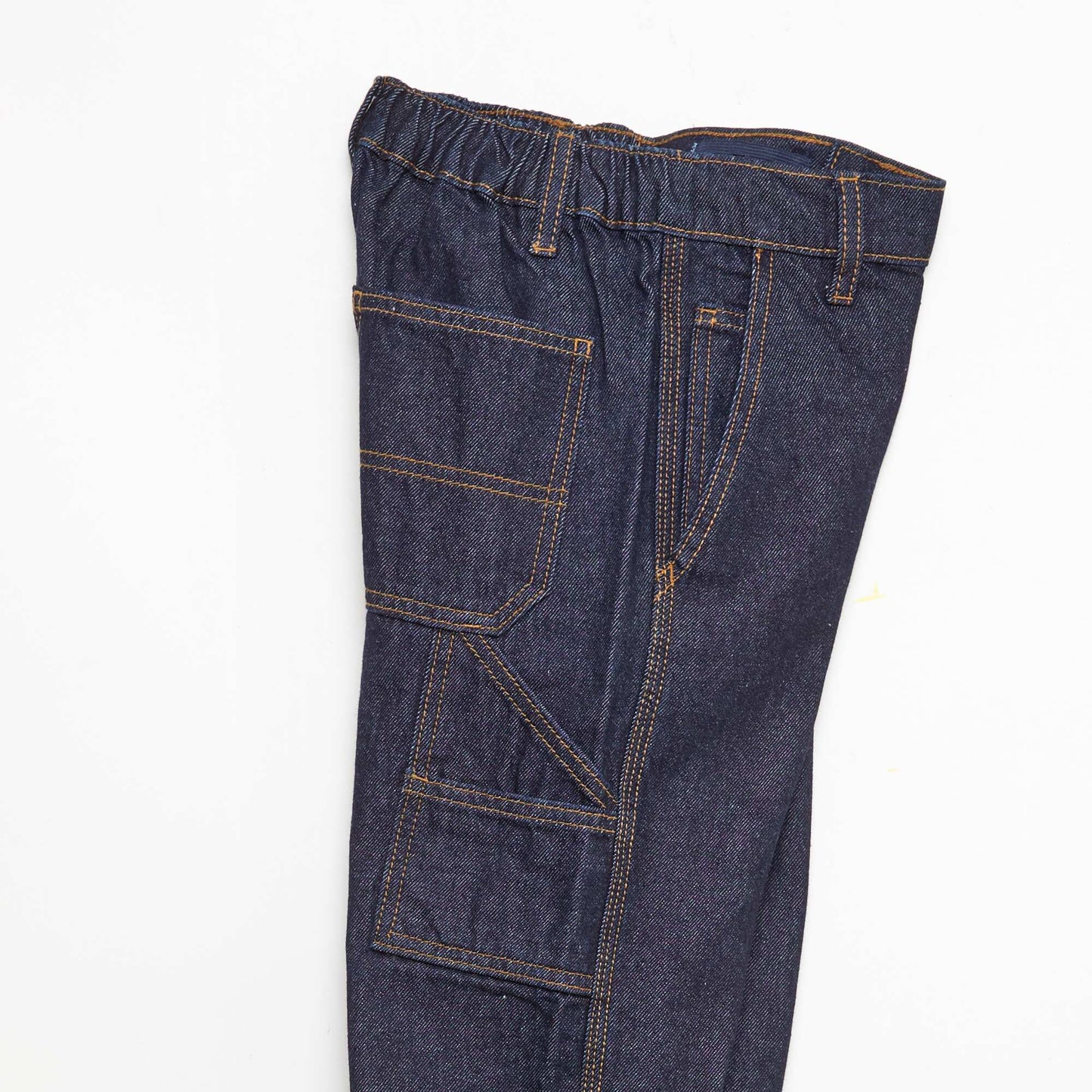 Relaxed Fit Solid Cotton Denim Pants BLUE