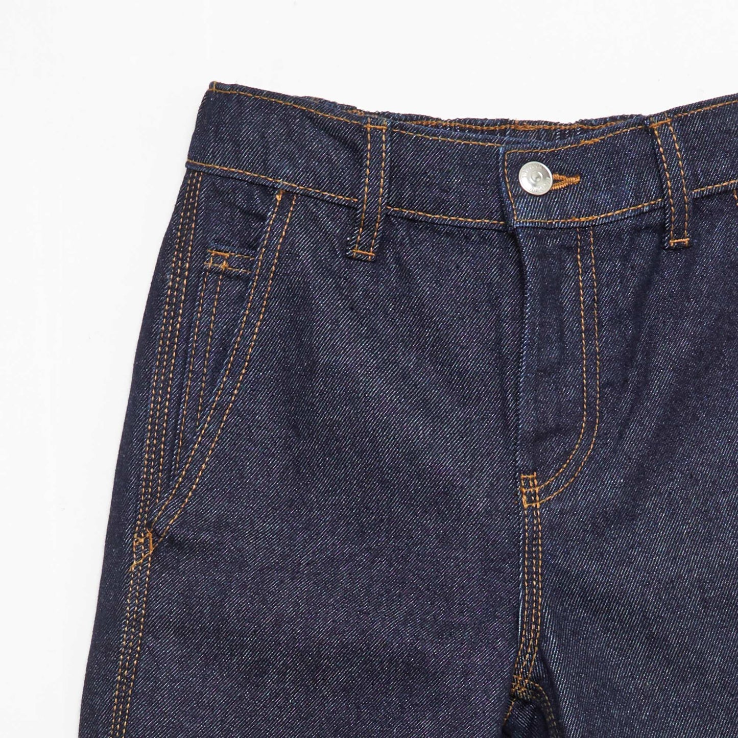 Relaxed Fit Solid Cotton Denim Pants BLUE