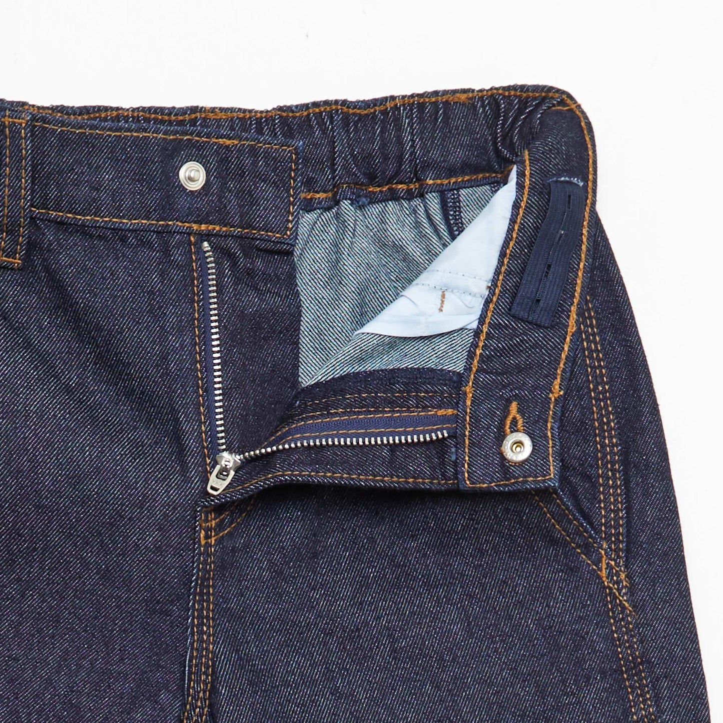 Relaxed Fit Solid Cotton Denim Pants BLUE