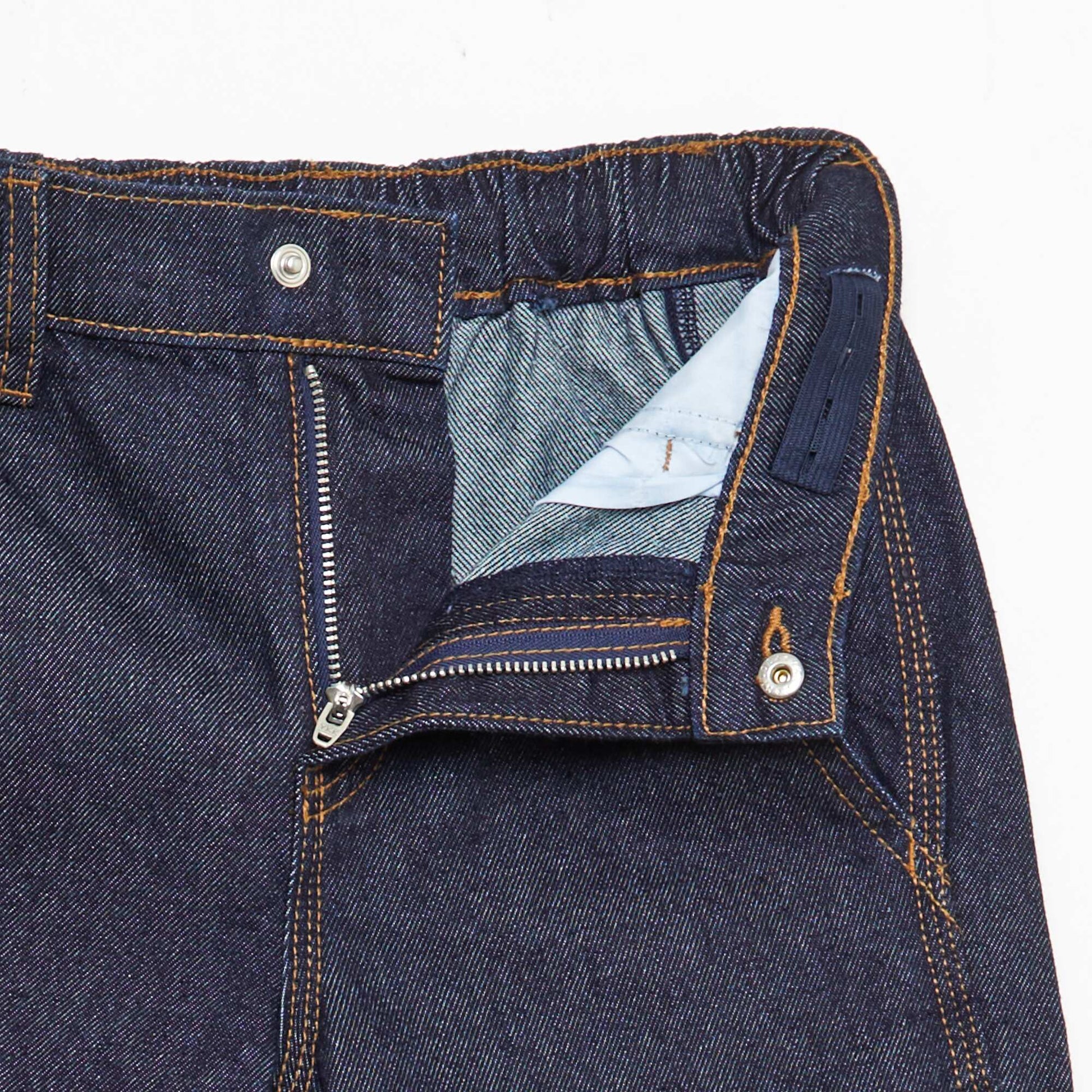 Relaxed Fit Solid Cotton Denim Pants BLUE