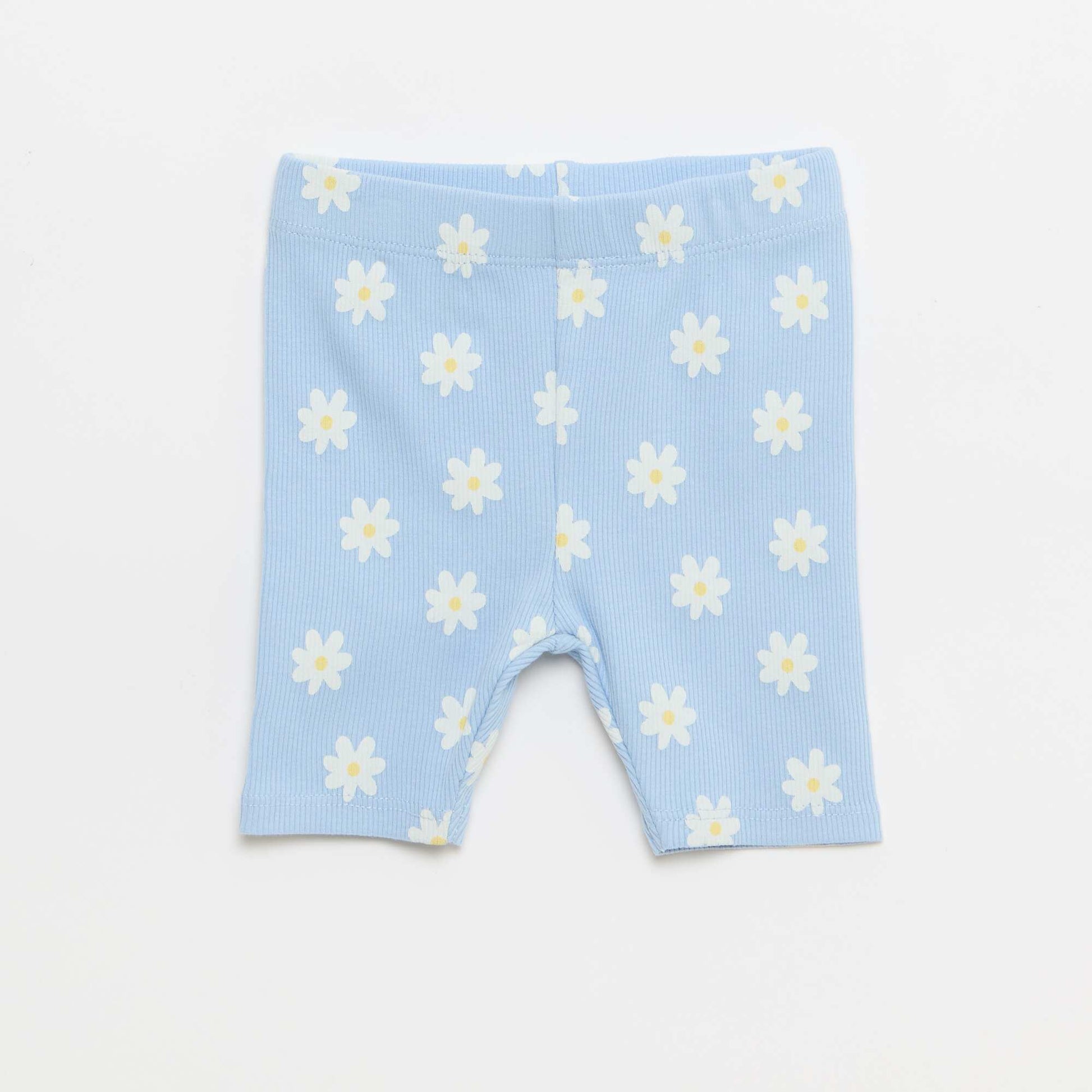 Ribbed T-shirt and Bike Shorts Set - 2-piece BLUE