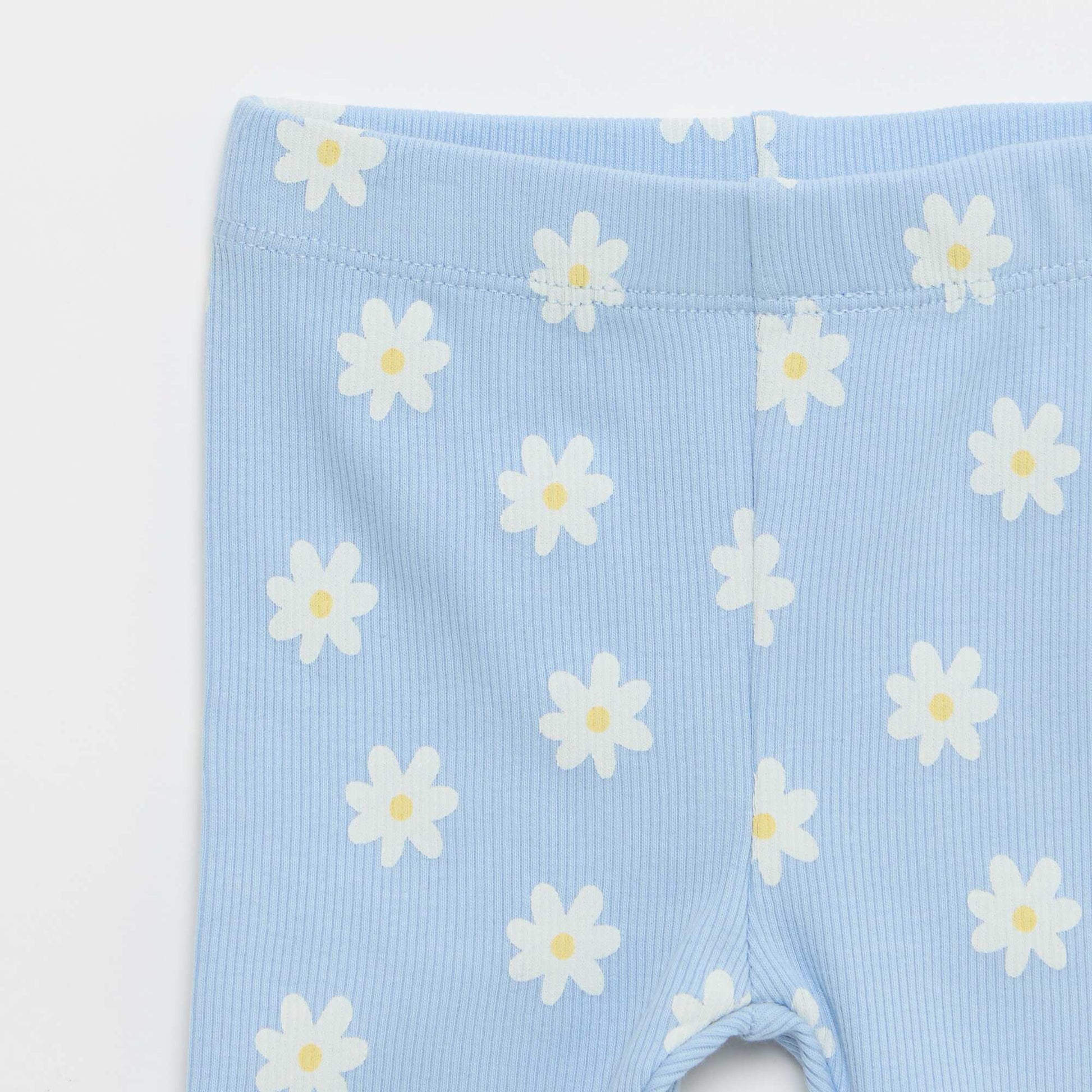 Ribbed T-shirt and Bike Shorts Set - 2-piece BLUE