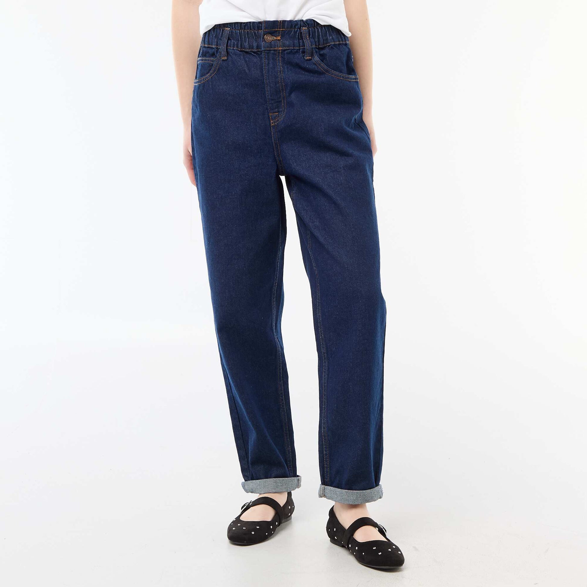 Mom Fit Paperbag Jeans BLUE