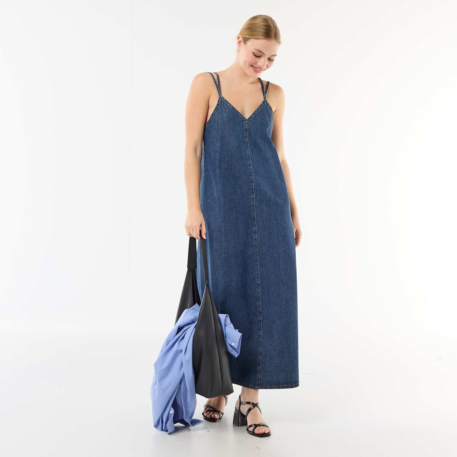 Longline Denim Dress BLUE
