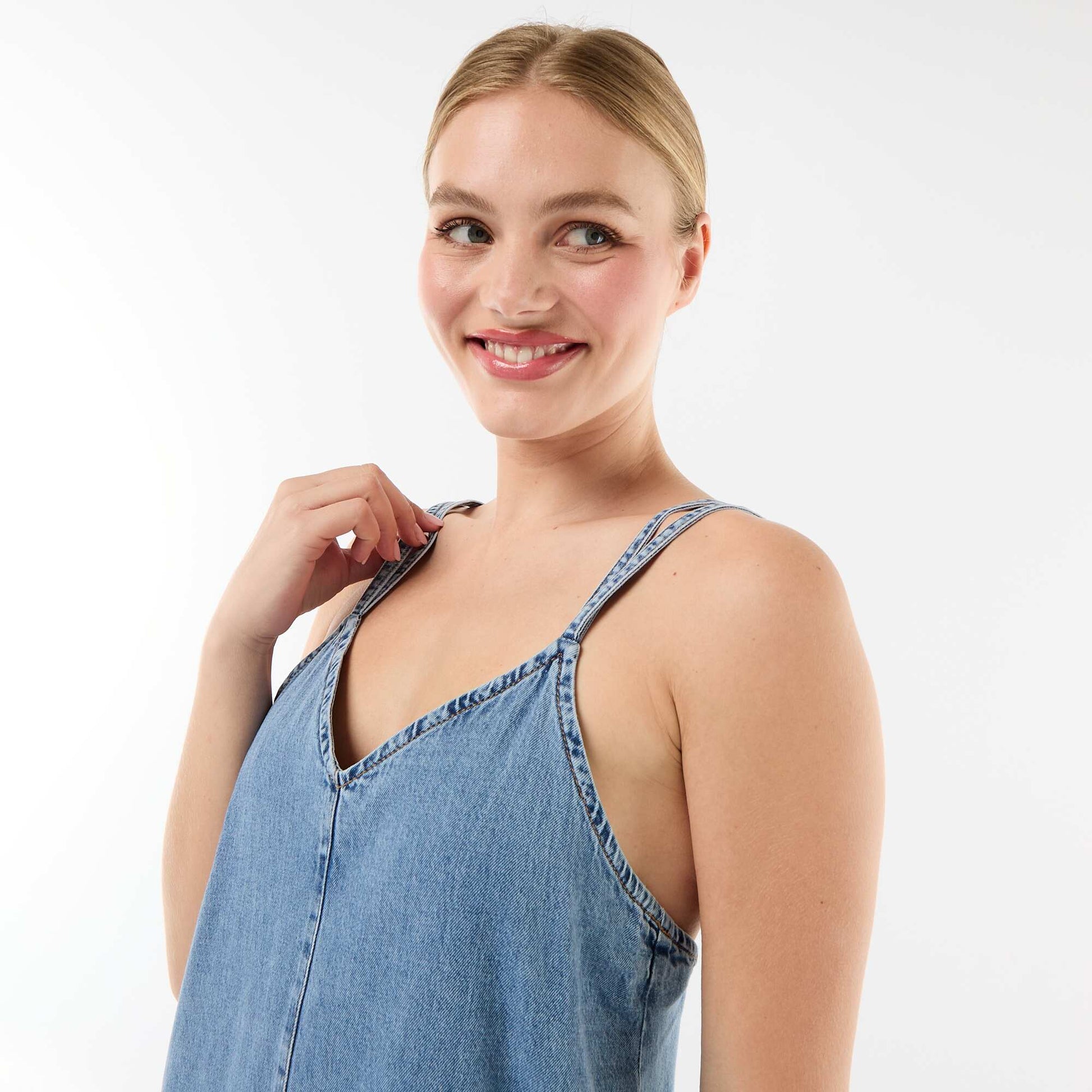Longline Denim Dress BLUE