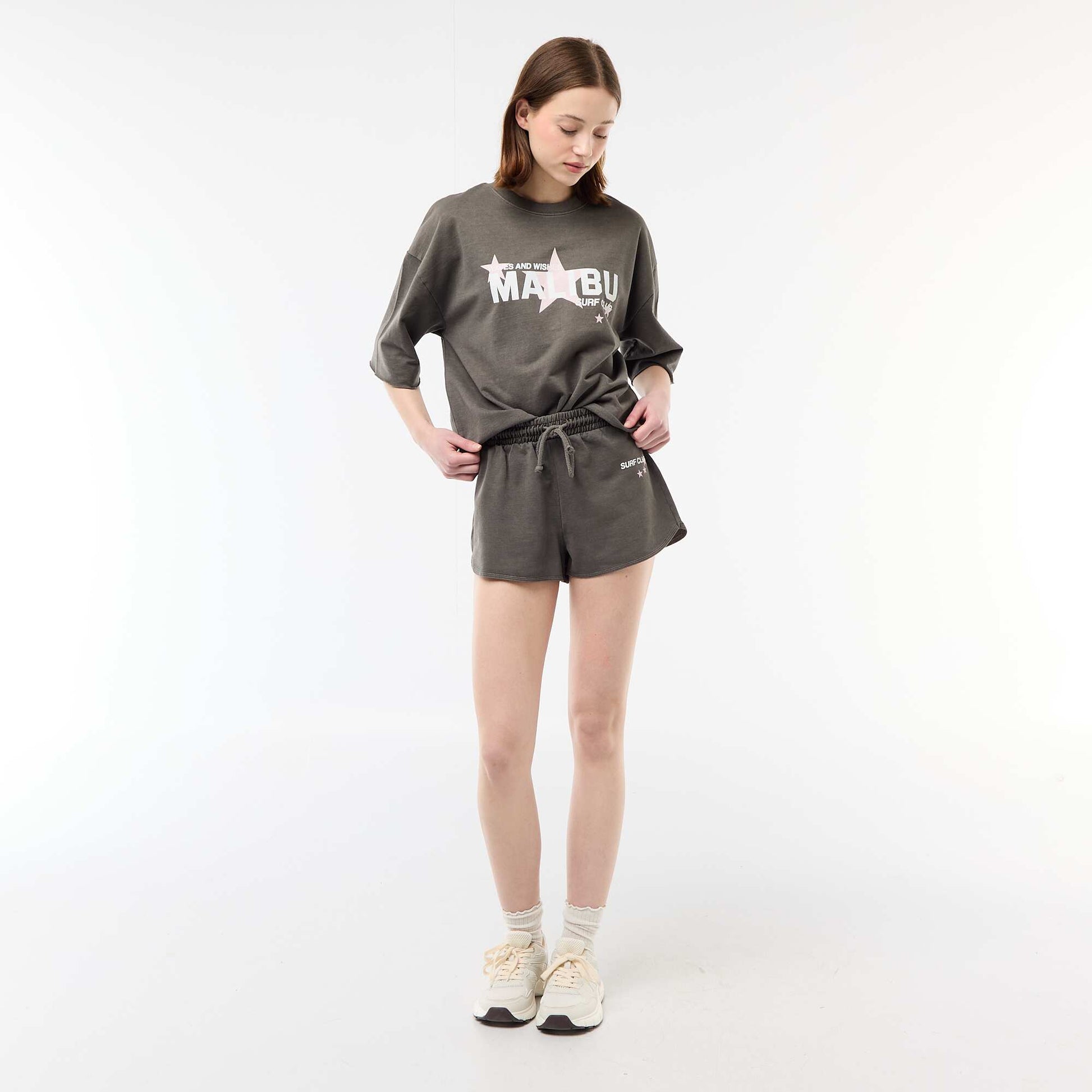 Oversized T-shirt with Slogan GREY