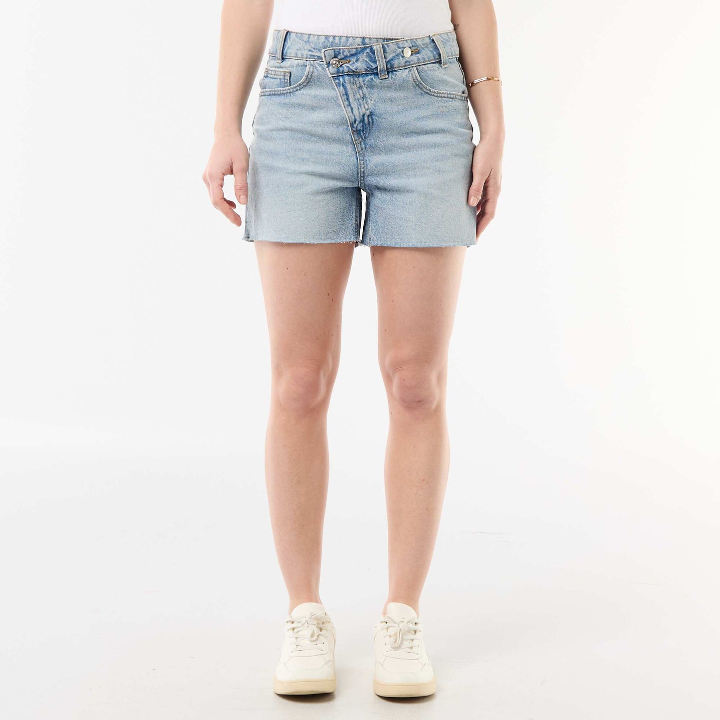 High-Waisted Denim Shorts BLUE