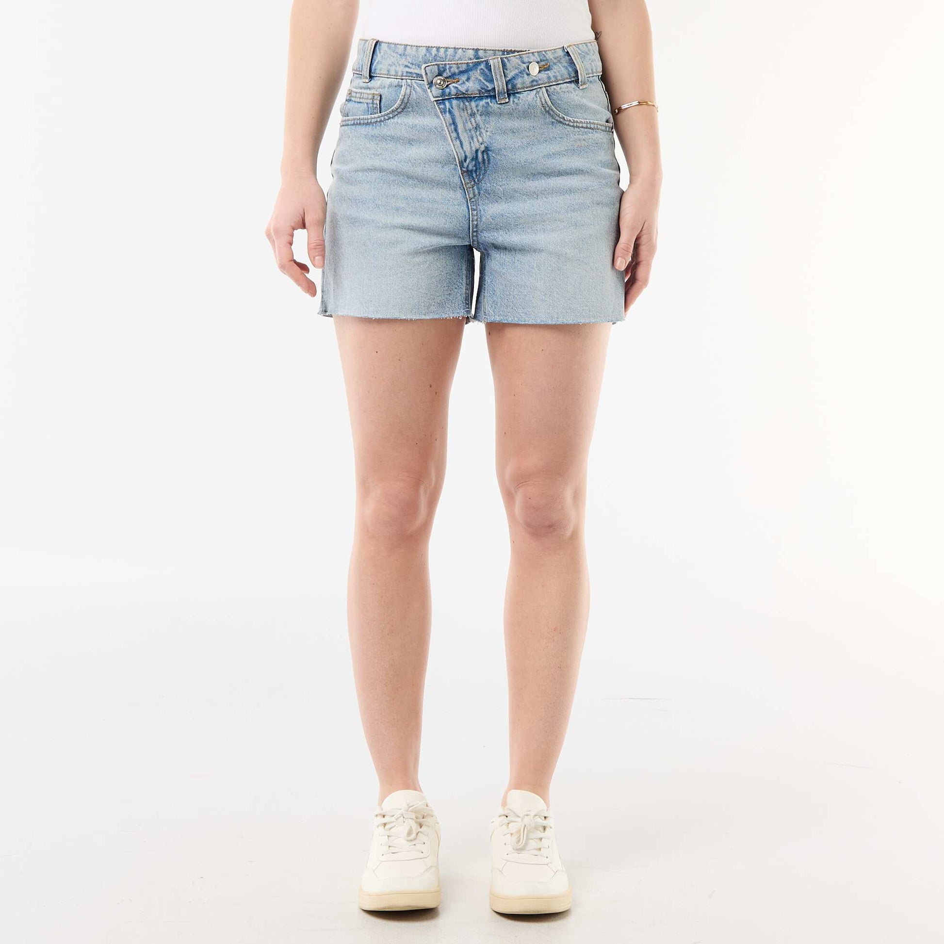 High-Waisted Denim Shorts BLUE