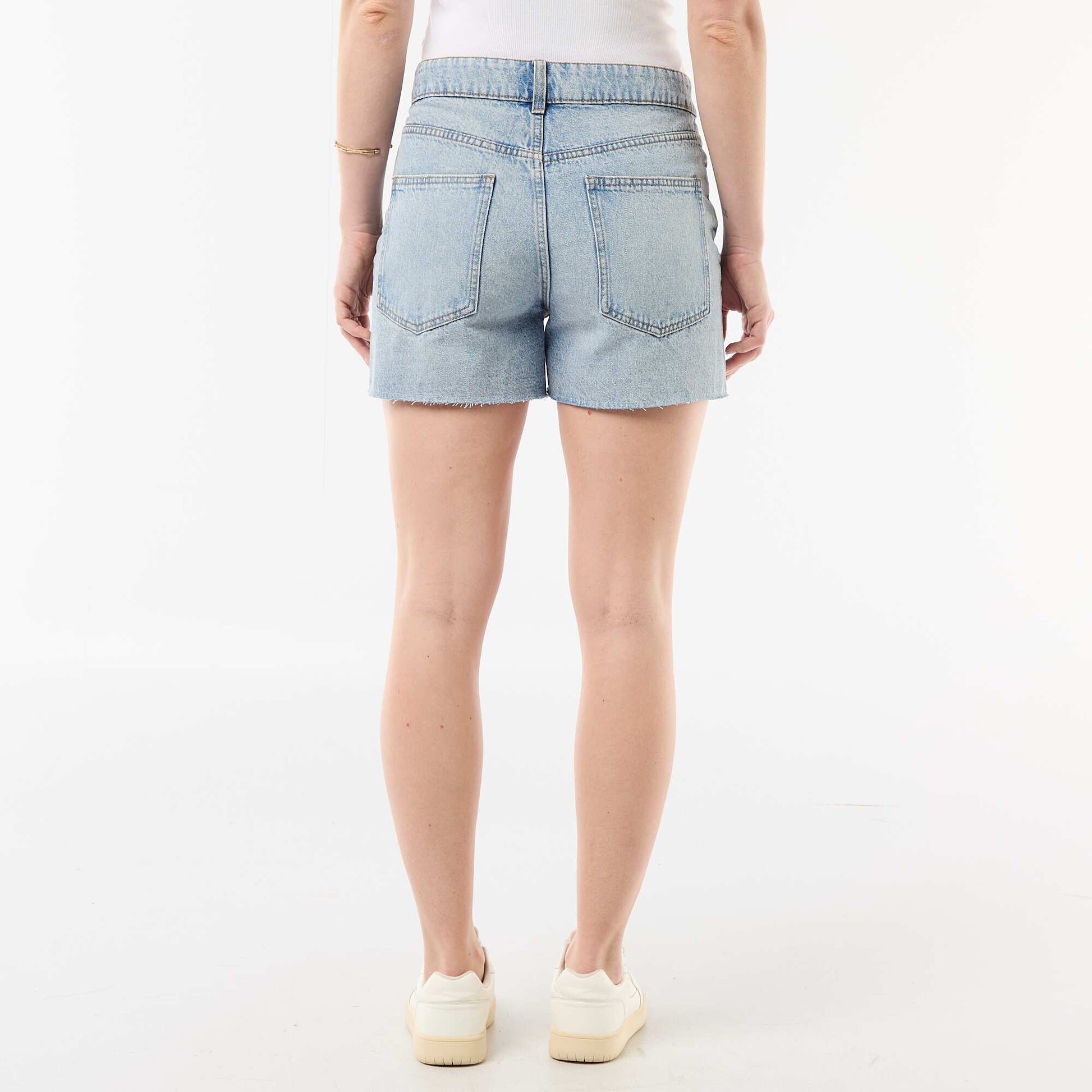 High-Waisted Denim Shorts BLUE