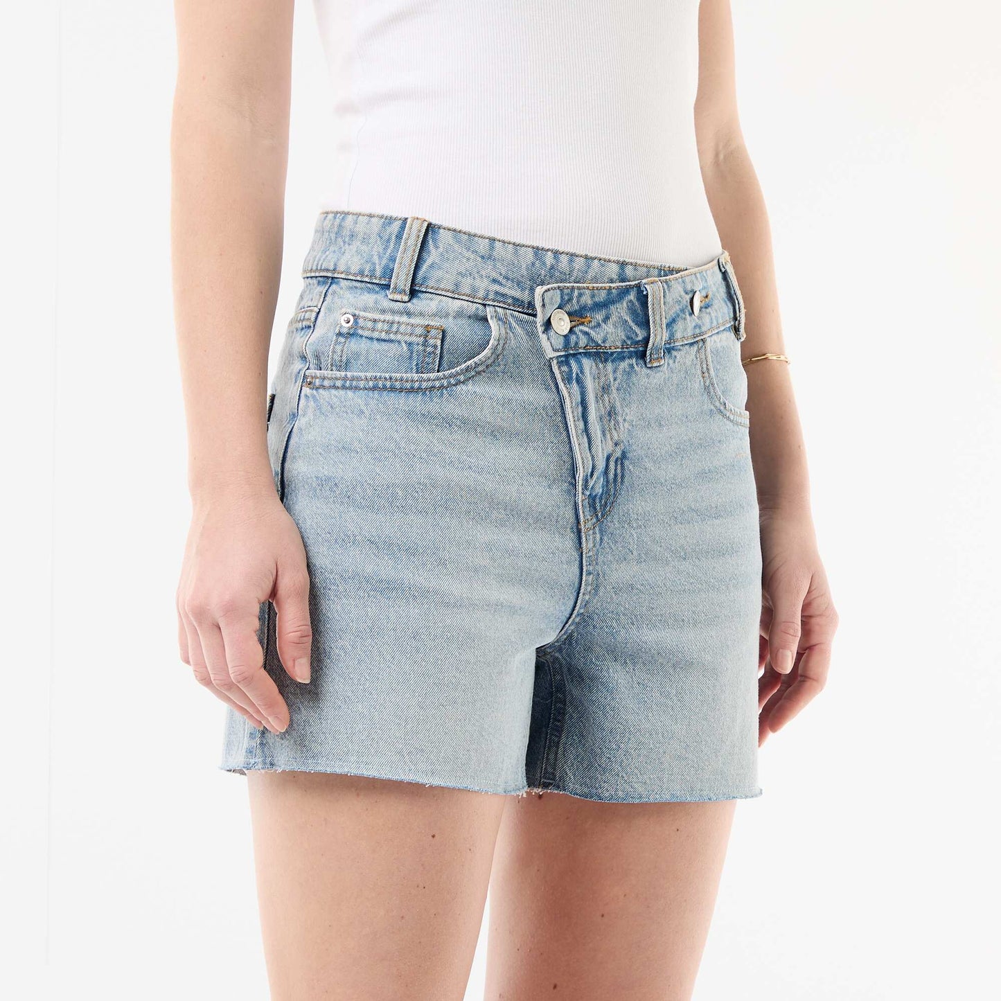 High-Waisted Denim Shorts BLUE