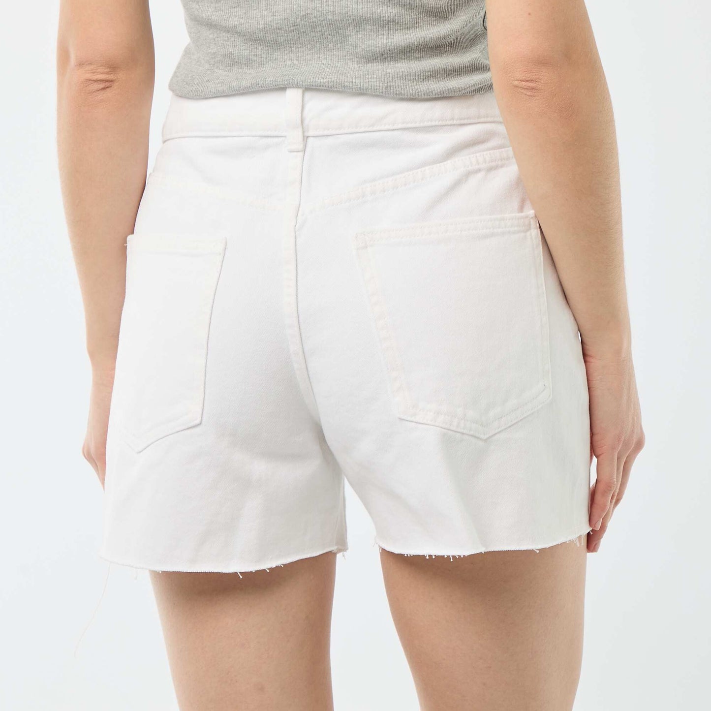 High-Waisted Denim Shorts WHITE