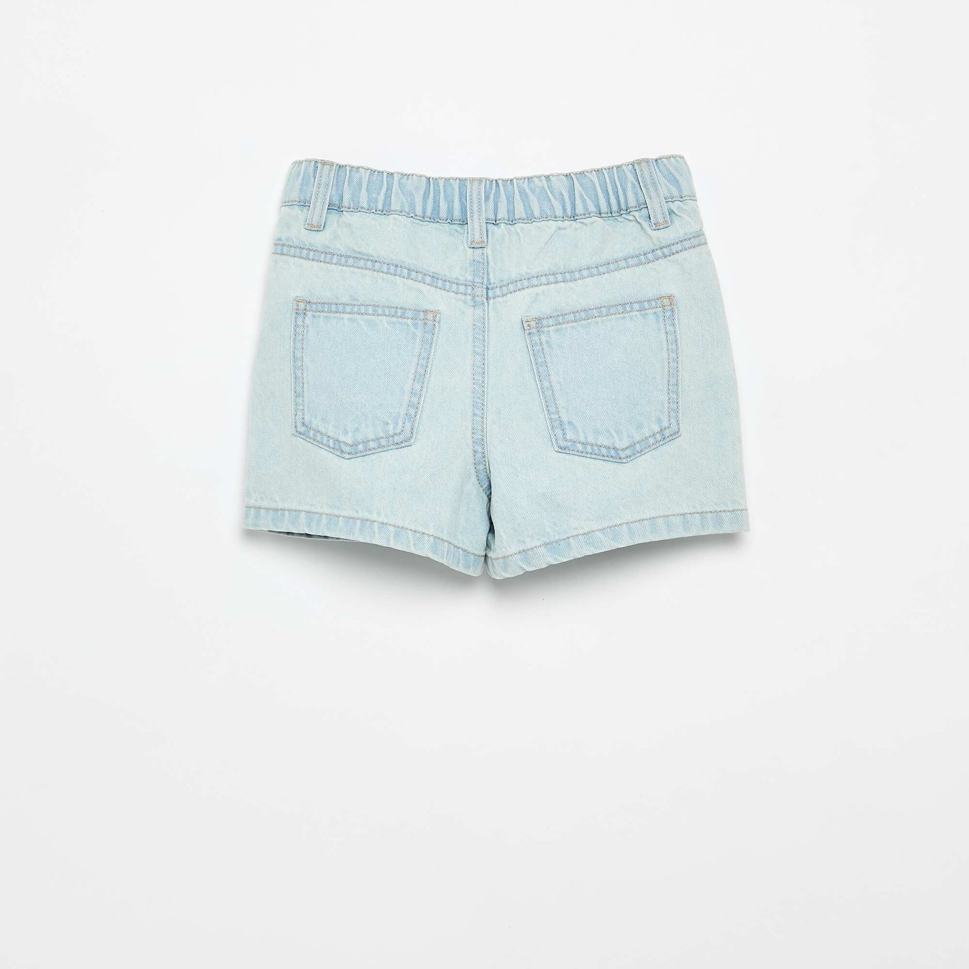 Embroidered denim shorts BLUE