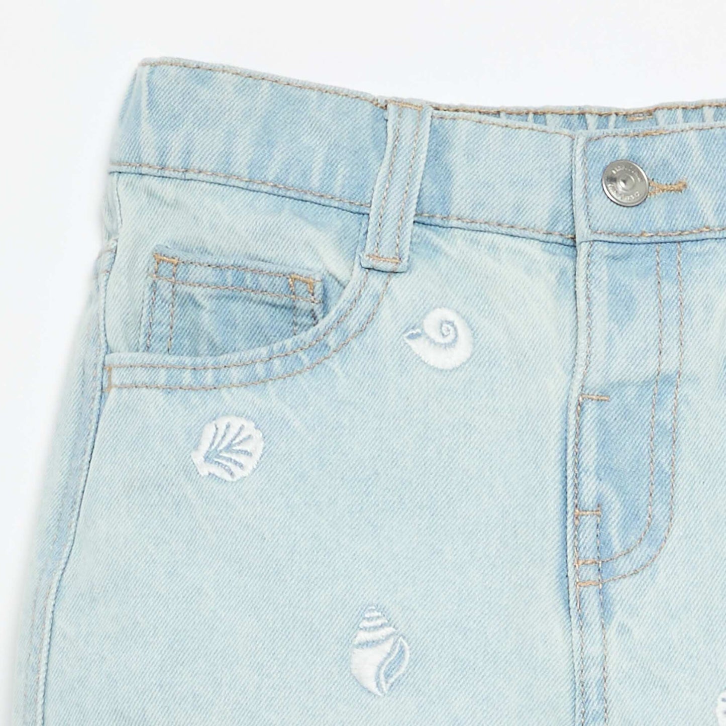 Embroidered denim shorts BLUE