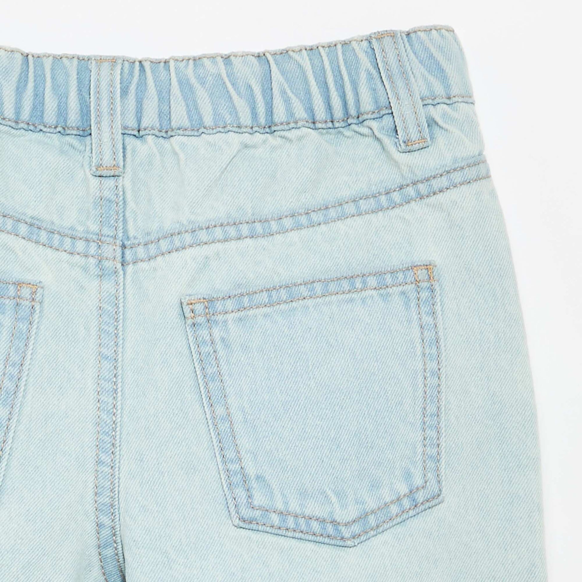 Embroidered denim shorts BLUE