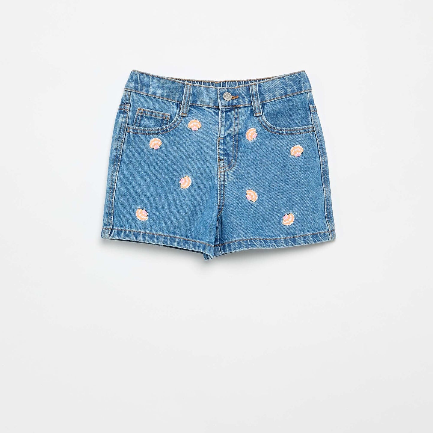 Embroidered denim shorts BLUE