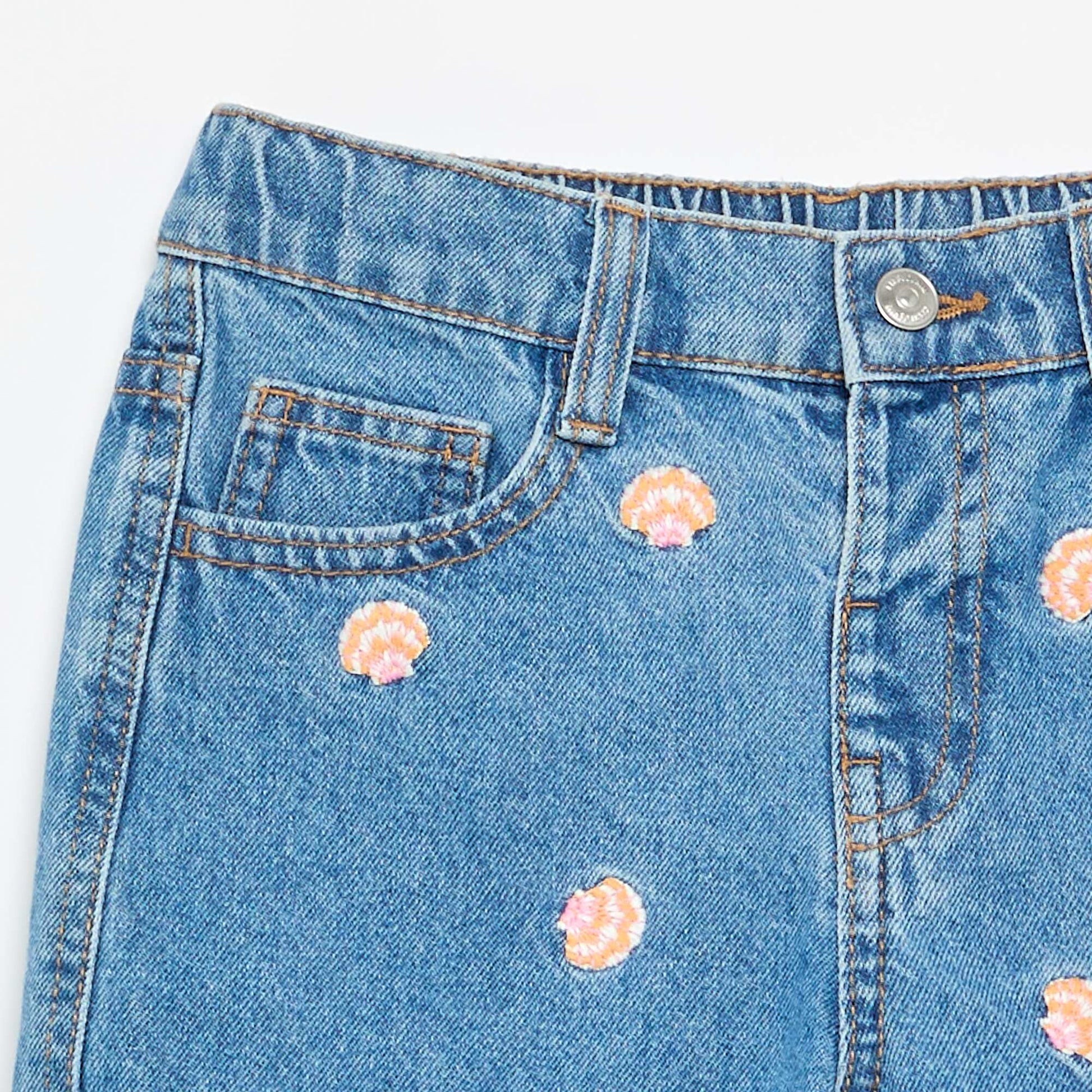 Embroidered denim shorts BLUE