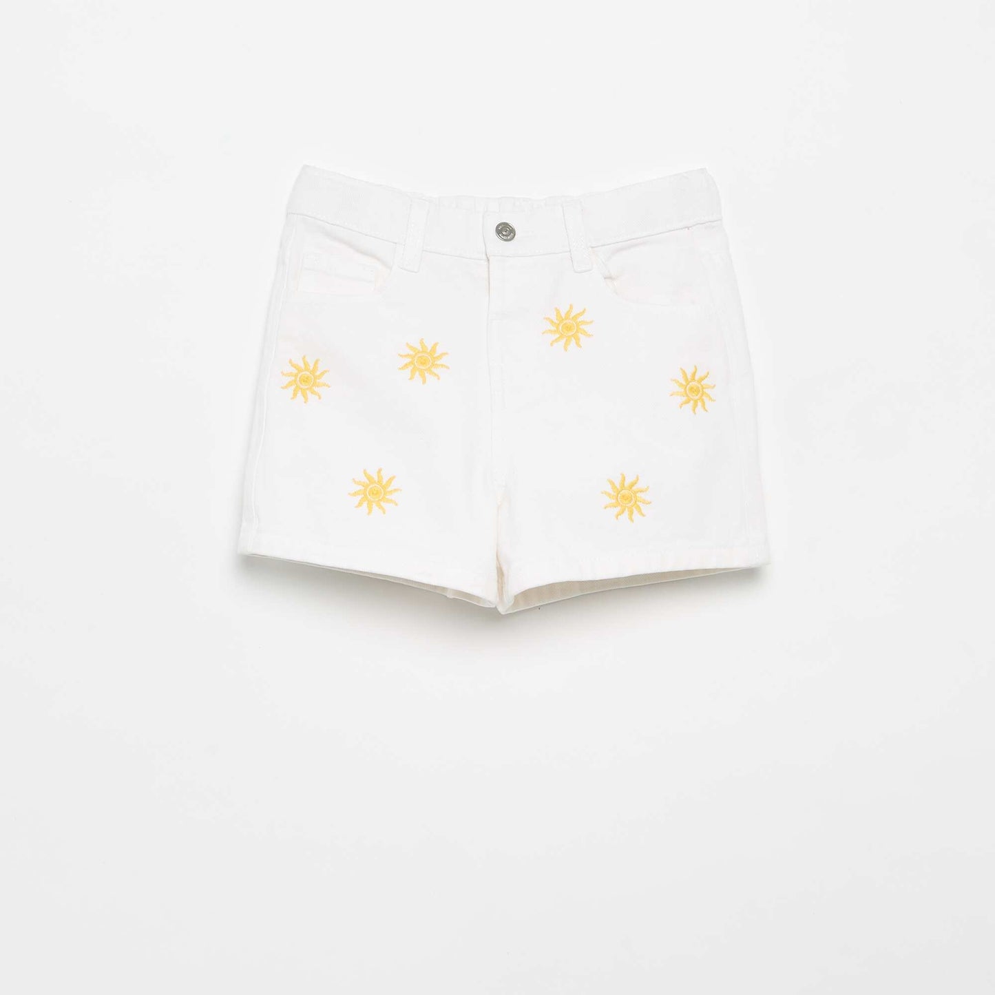 Embroidered denim shorts WHITE