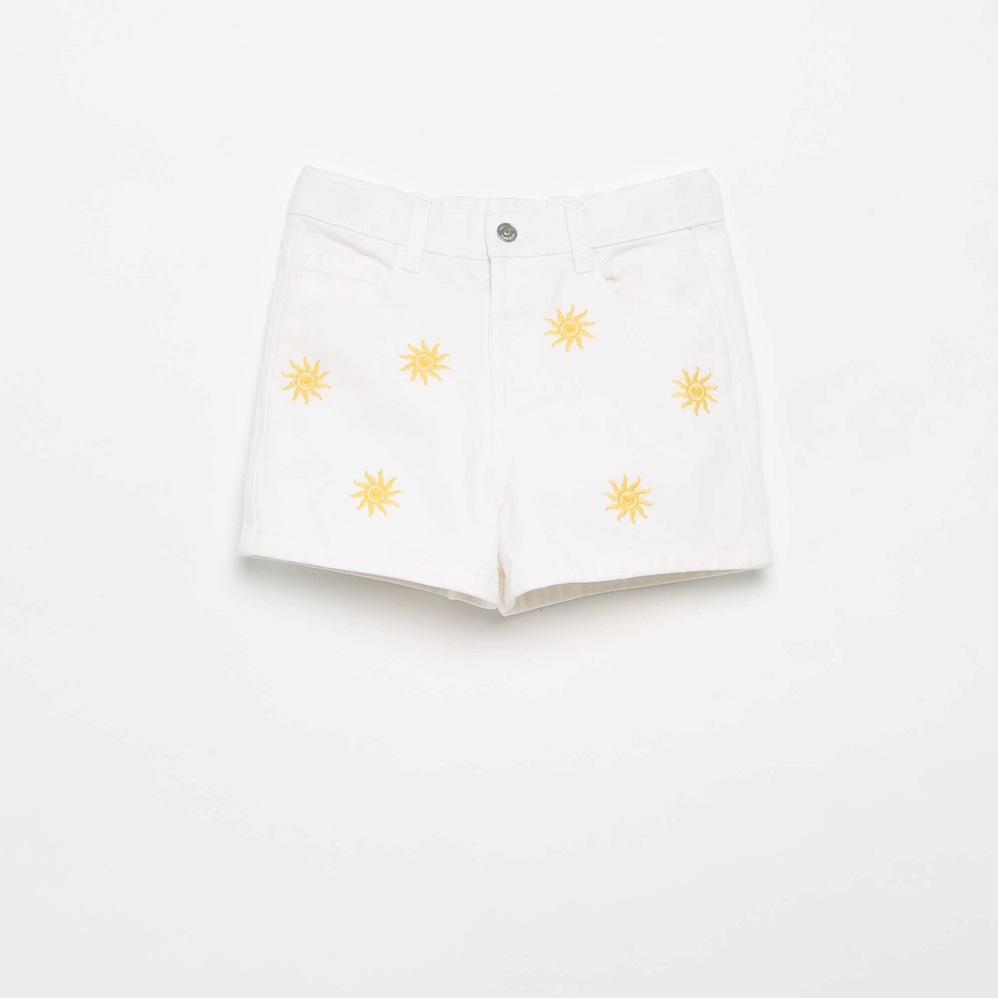Embroidered denim shorts WHITE