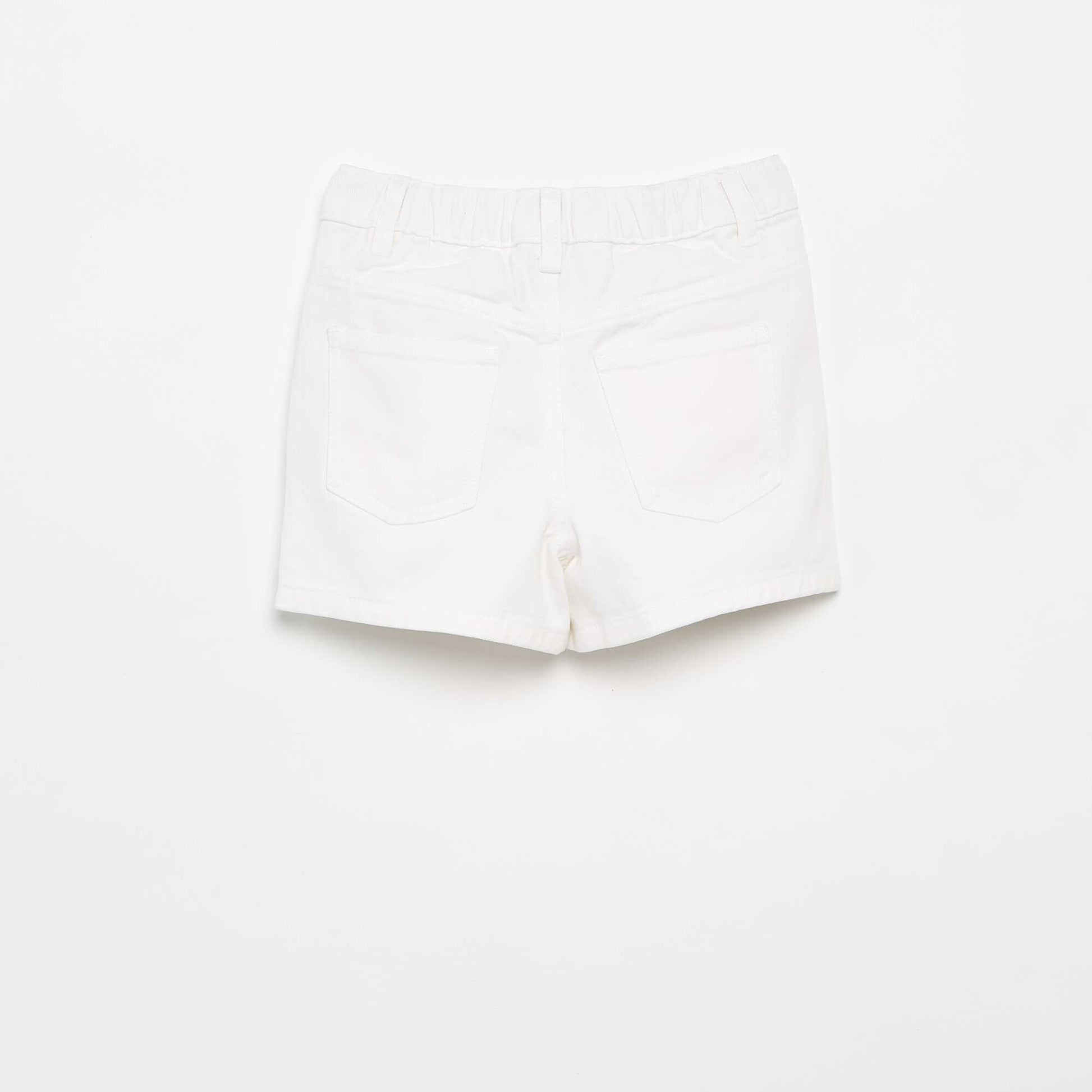 Embroidered denim shorts WHITE