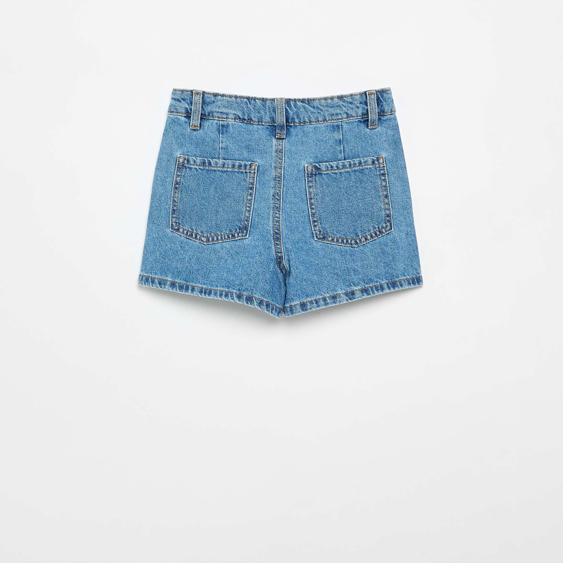 Pleated denim shorts BLUE