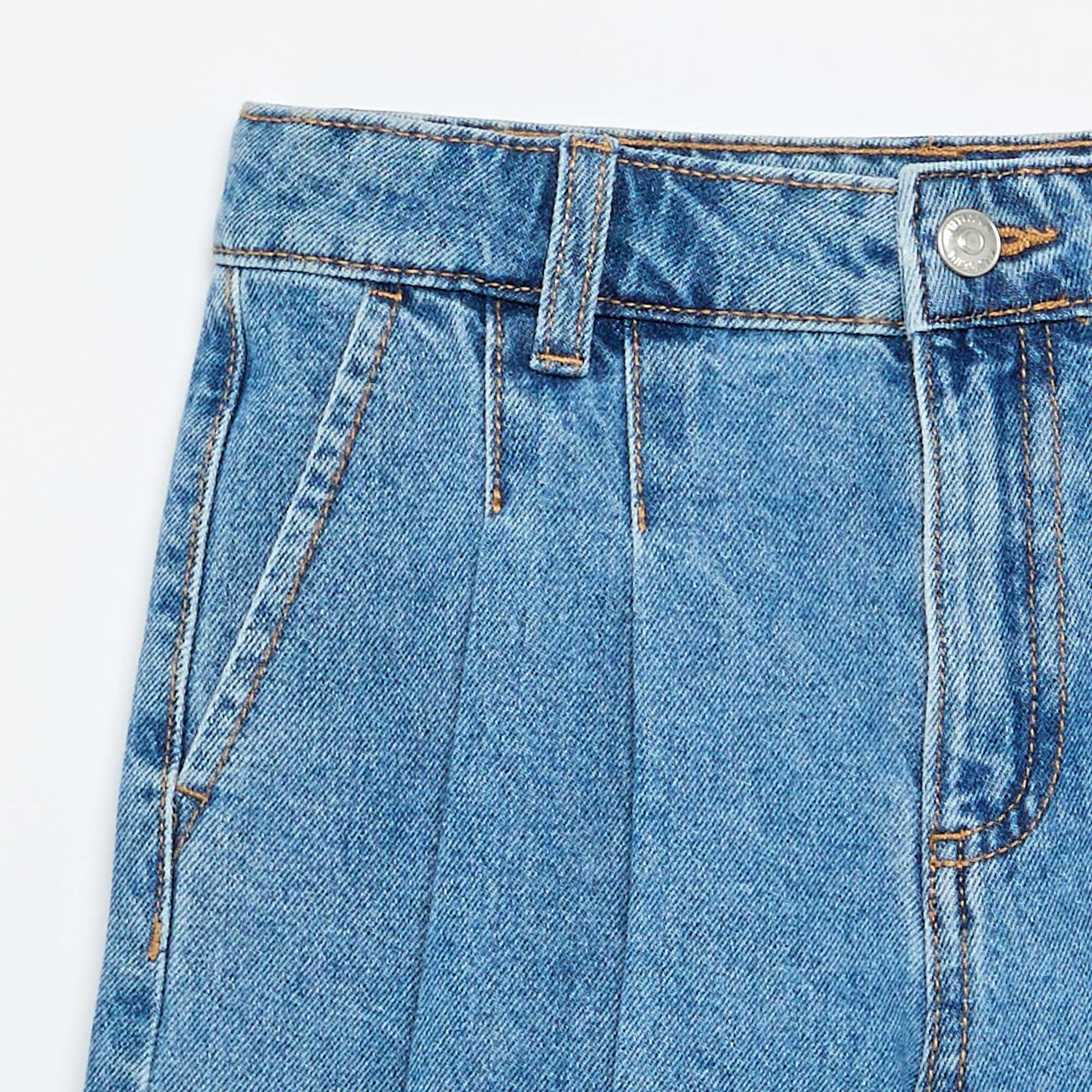 Pleated denim shorts BLUE