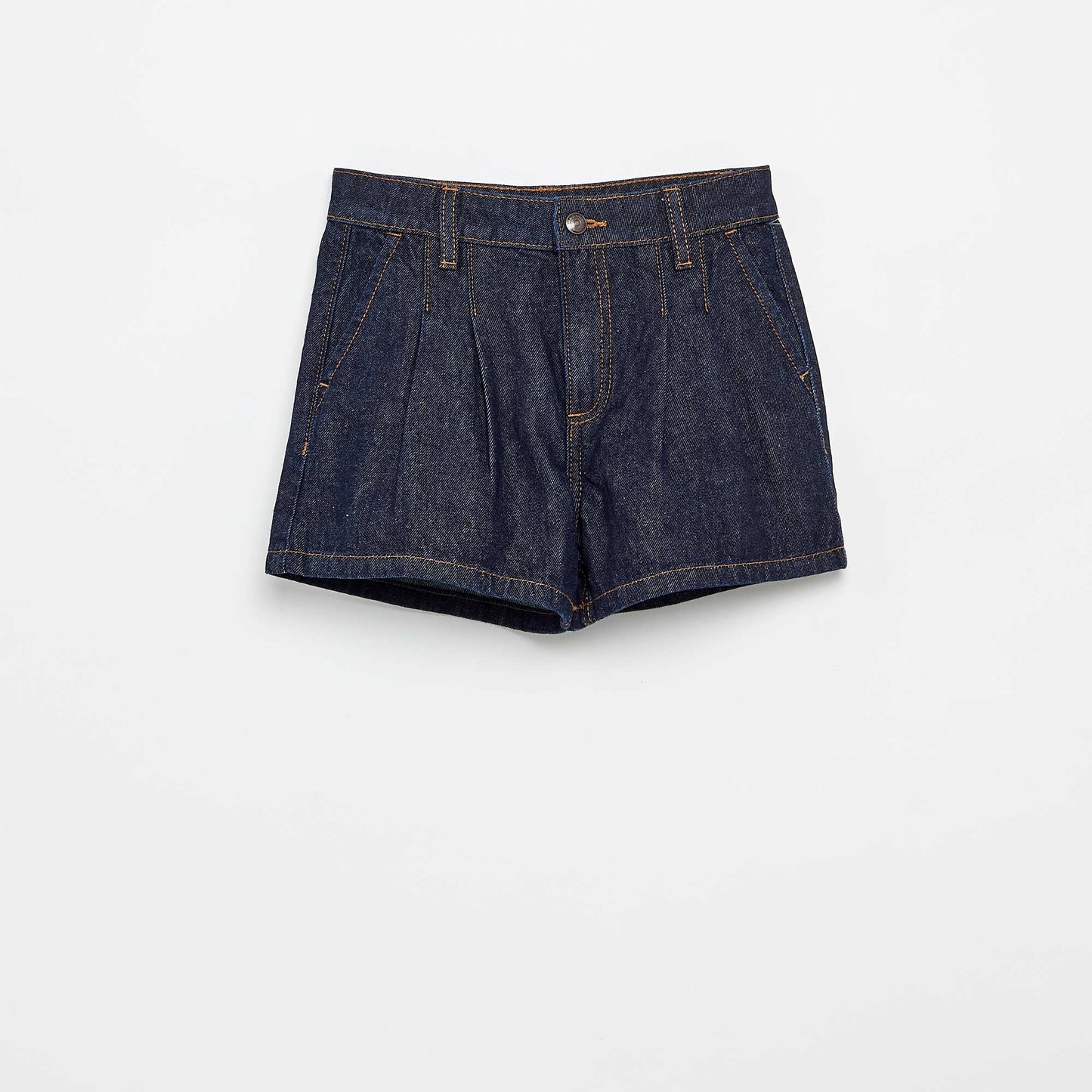 Pleated denim shorts BLUE