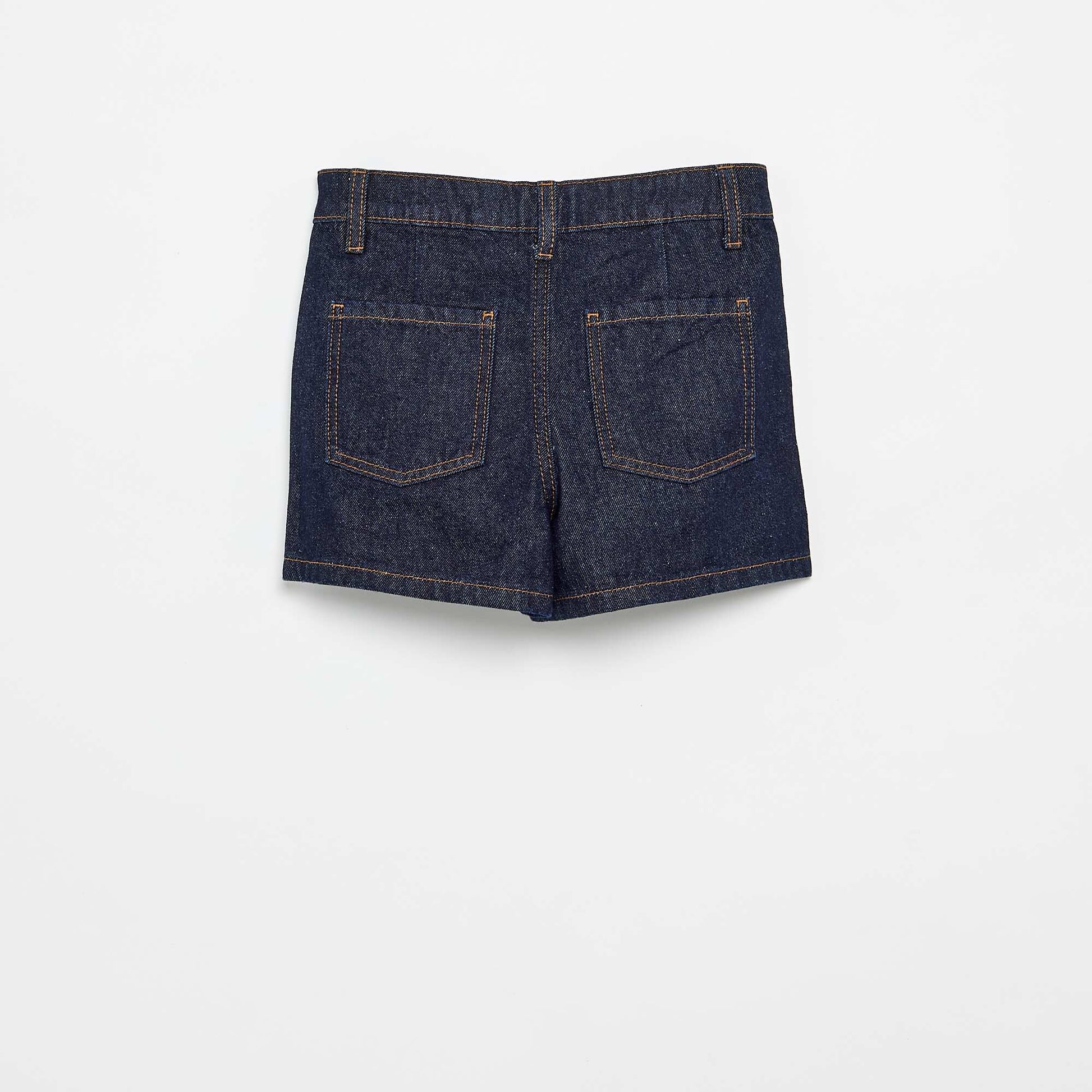 Pleated denim shorts BLUE