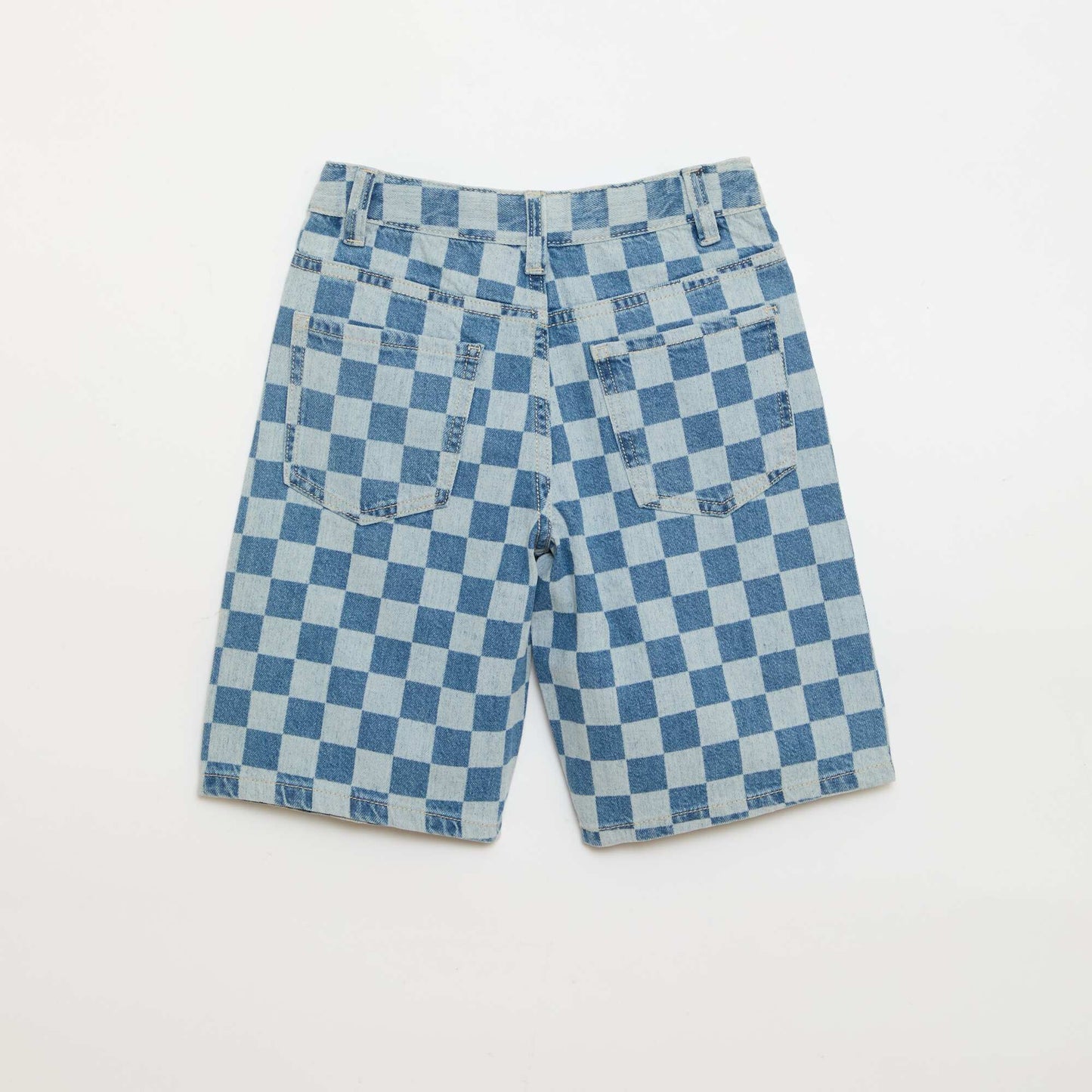 Checked denim Bermuda shorts BLUE