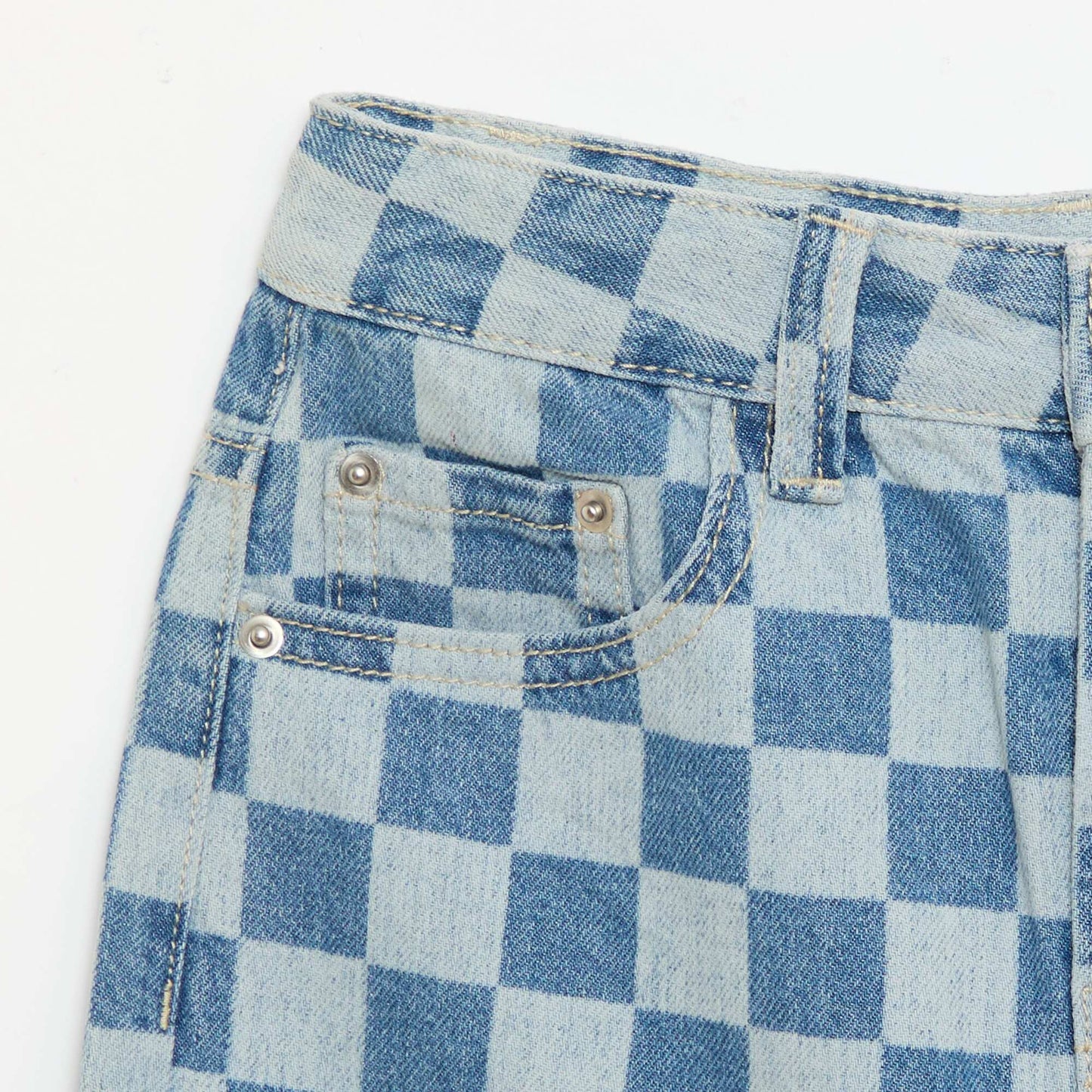 Checked denim Bermuda shorts BLUE
